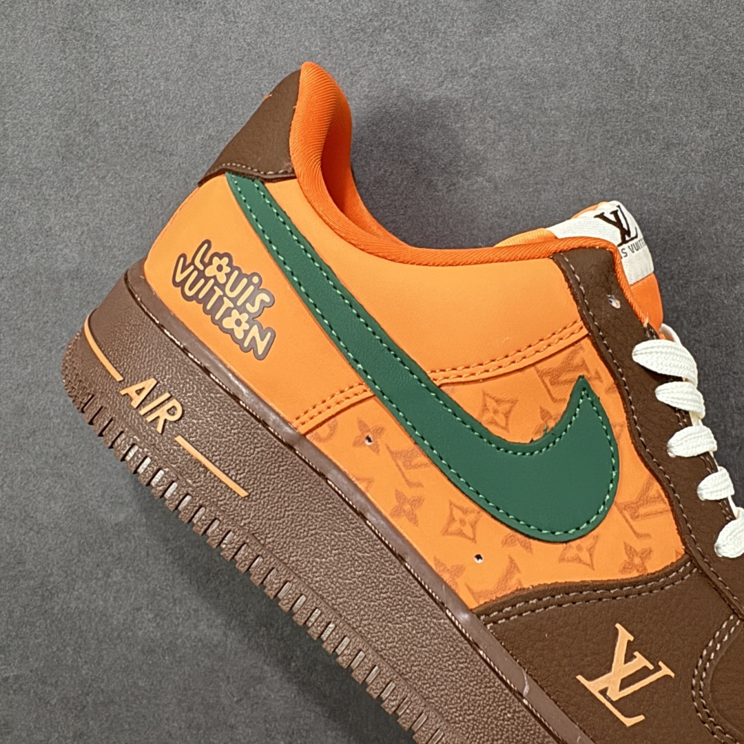 图片[6]-【定制版】NIke Air Force 1 \’07 Low “LV联名–橙棕雅绿” 空军一号低帮 运动鞋 休闲鞋 折边针车 工艺难度大 原楦头原纸板 高端定制鞋盒 原厂鞋底 超高清洁度 细节完美 货号：DF0188-126 尺码：36 36.5 37.5 38 38.5 39 40 40.5 41 42 42.5 43 44 44.5 45-选品中心