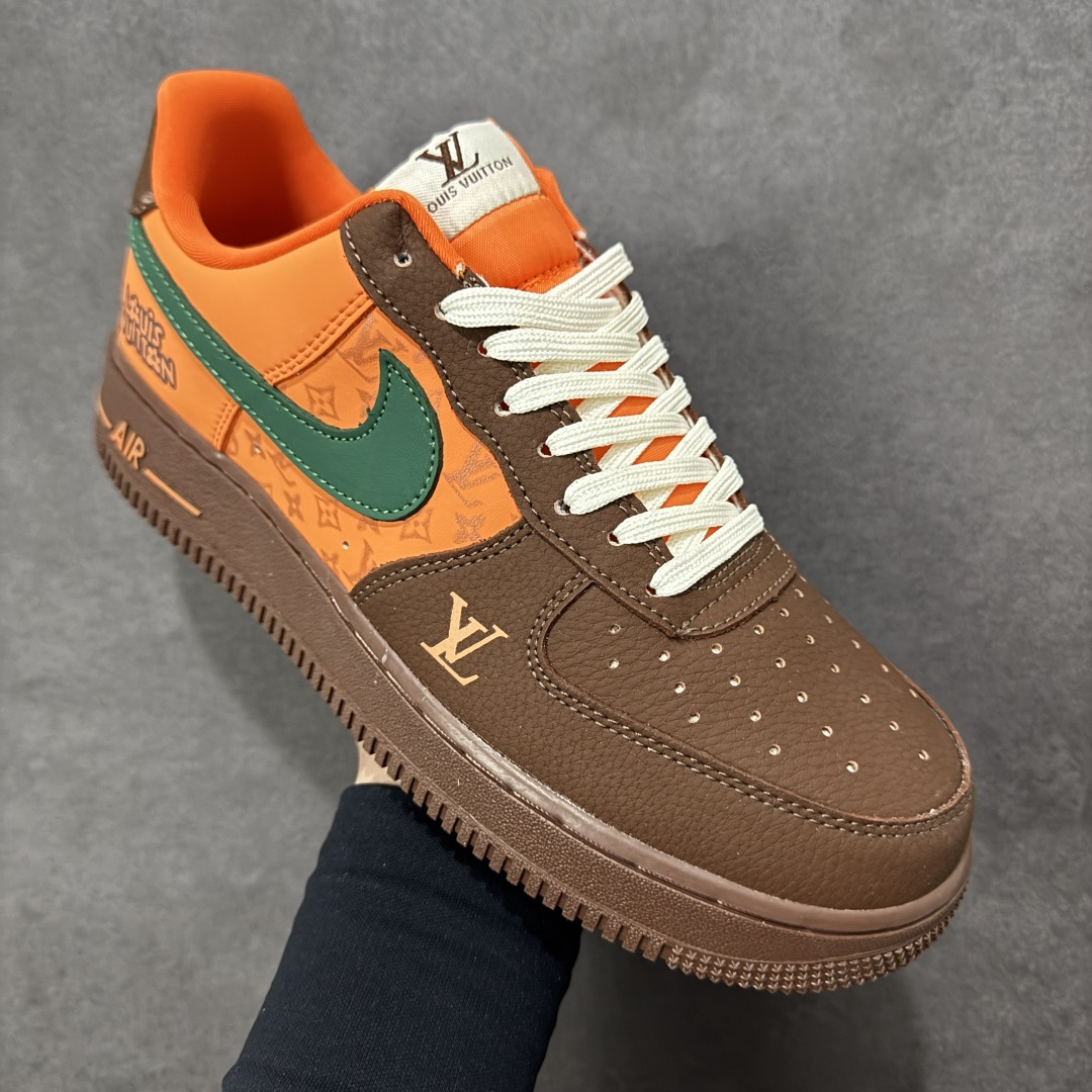 图片[3]-【定制版】NIke Air Force 1 \’07 Low “LV联名–橙棕雅绿” 空军一号低帮 运动鞋 休闲鞋 折边针车 工艺难度大 原楦头原纸板 高端定制鞋盒 原厂鞋底 超高清洁度 细节完美 货号：DF0188-126 尺码：36 36.5 37.5 38 38.5 39 40 40.5 41 42 42.5 43 44 44.5 45-选品中心
