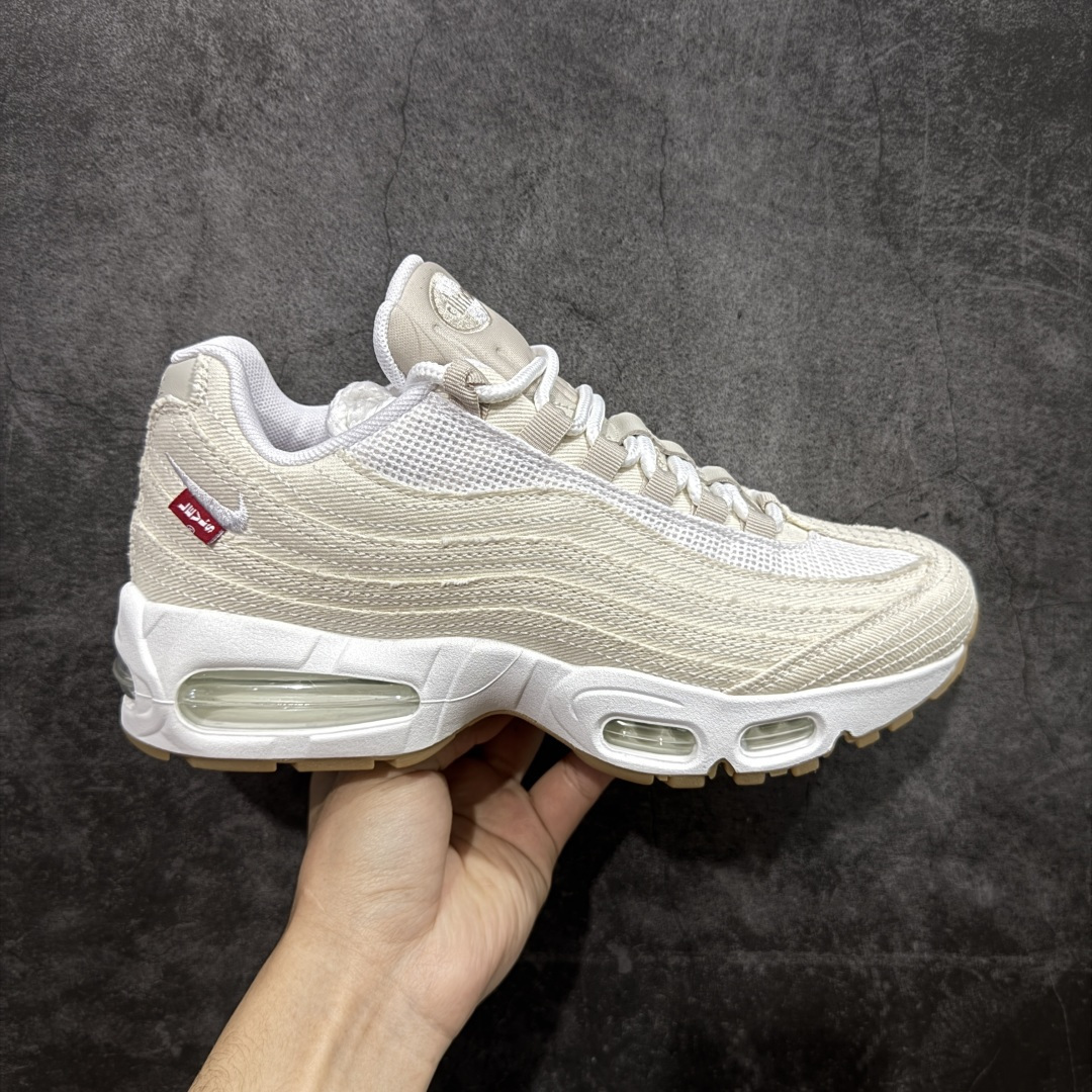 【KZ纯原】Levi\'s x NK Air Max 95 “White and Ecru”舒适耐磨 低帮跑步鞋 男女同款 李维斯联名米色 HM4743-100 外贸顶级专供 区别先行版 全部配色原鞋原尺码开发生产 极致还原 全部原厂材料一比一打造 一眼ZP既视感 欢迎对比市场版本 尺码：40 40.5 41 42 42.5 43 44 44.5 45 46 46.5 47.5 48 48.5-选品中心