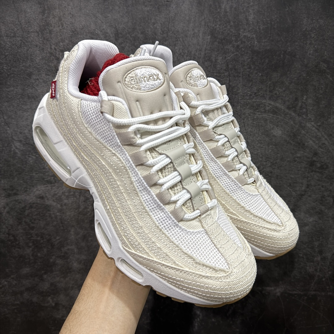 【KZ纯原】Levi\'s x NK Air Max 95 “White and Ecru”舒适耐磨 低帮跑步鞋 男女同款 李维斯联名米色 HM4743-100 外贸顶级专供 区别先行版 全部配色原鞋原尺码开发生产 极致还原 全部原厂材料一比一打造 一眼ZP既视感 欢迎对比市场版本 尺码：40 40.5 41 42 42.5 43 44 44.5 45 46 46.5 47.5 48 48.5-选品中心