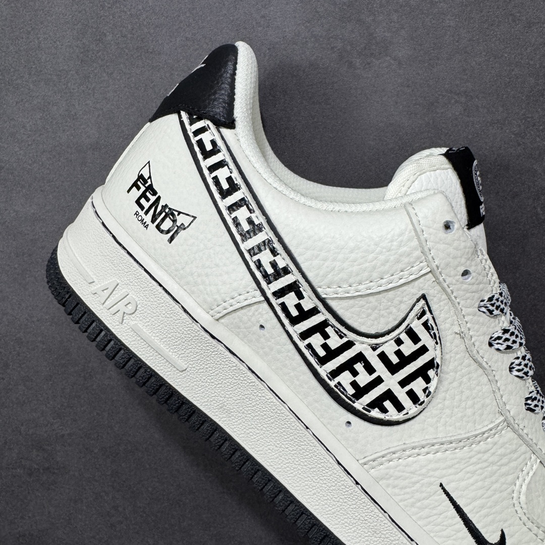 图片[6]-【定制版】NIke Air Force 1 \’07 Low “芬迪联名–奶霜墨纹” 空军一号低帮 运动鞋 休闲鞋 折边针车 工艺难度大 原楦头原纸板 高端定制鞋盒 原厂鞋底 超高清洁度 细节完美 货号：XY9025-020 尺码：36 36.5 37.5 38 38.5 39 40 40.5 41 42 42.5 43 44 44.5 45-选品中心