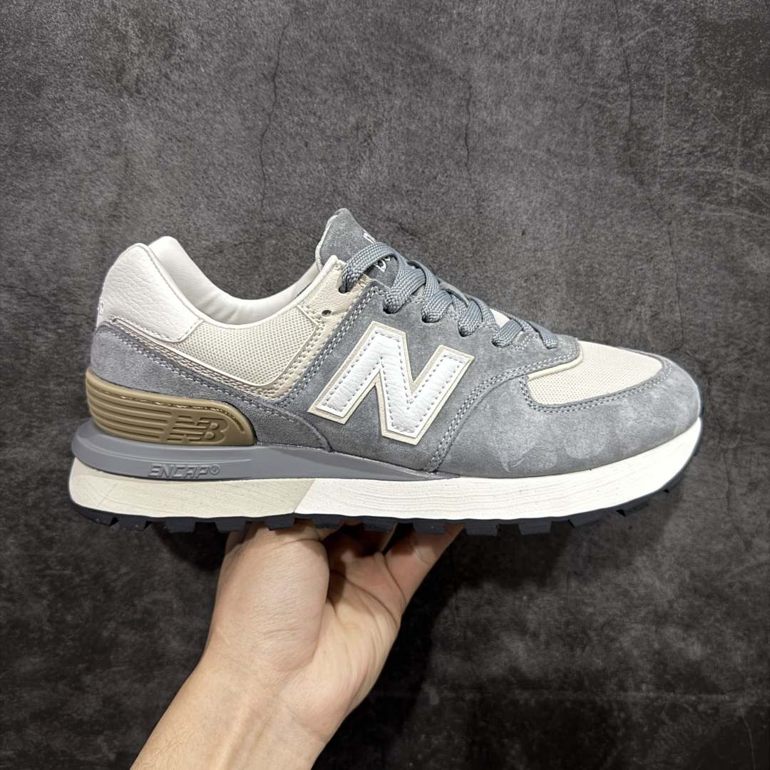 【公司级】New Balance NB 574棕蓝色 复古运动跑步鞋 采用猪巴革组合网织物鞋面材质 全新4层组合独立私模大底 货号：U574LGRG 尺码：36 36.5 37.5 38 38.5 39 40 40.5 41.5 42 42.5 43 44 45-选品中心