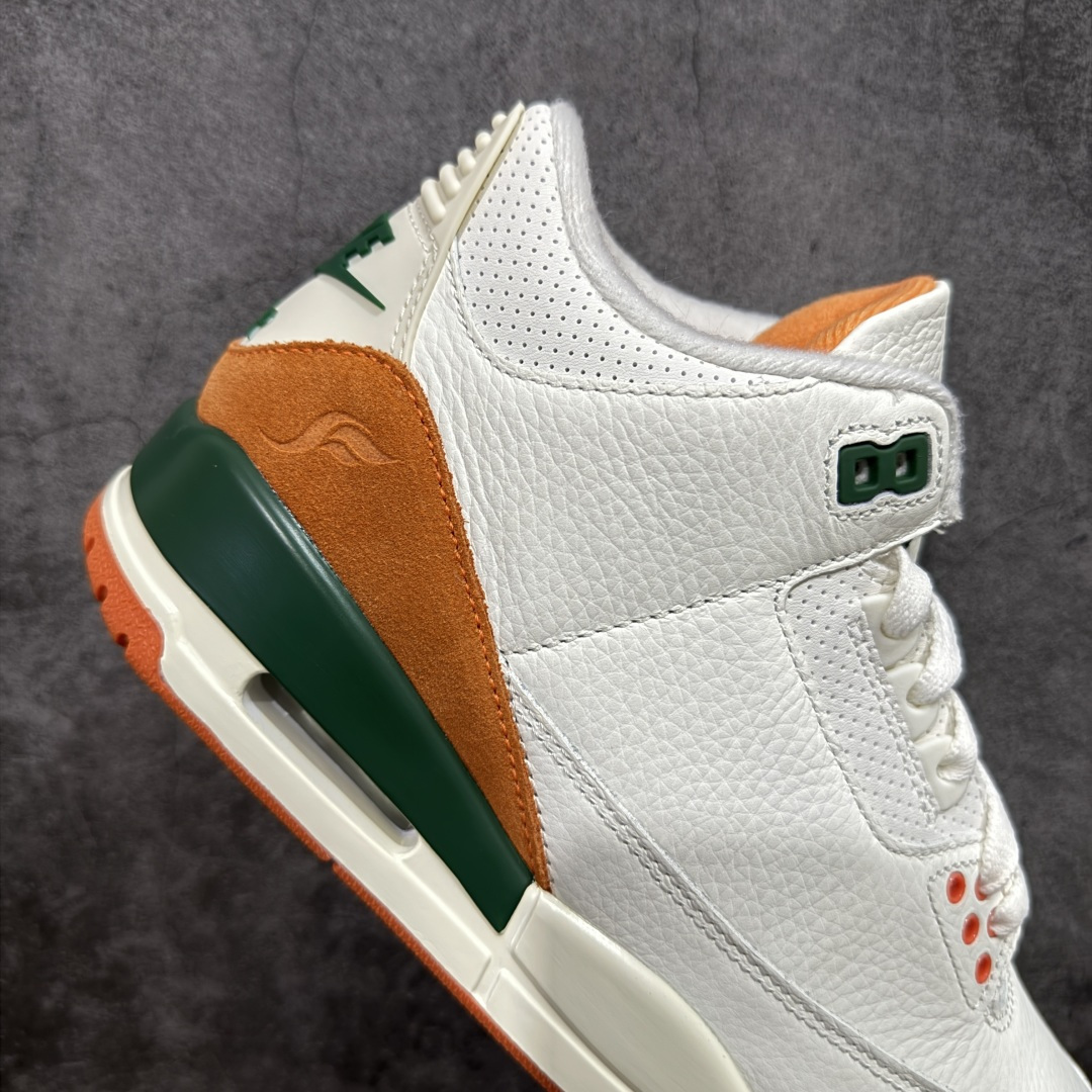 图片[7]-【XP纯原】Solefly x Air Jordan 3 Retro \”Miami\” 迈阿密联名 白绿橙 AJ3 乔丹3代 aj3 乔3 白绿橙 乔丹篮球鞋系列 迈阿密鞋店Solefly和Jordan Brandb再次联手，打造全新的Air Jordan 3联名款，设计灵感源于主理人Carlos Prieto的家族从古巴到迈阿密的移民故事，橙绿配色不仅呼应迈阿密飓风队，更象征着活力与传承。鞋身以白色皮革为基底，搭配绿色麂皮鞋头与橙色麂皮后跟，质感高级又复古；鞋舌上Jumpmman Logo采用绿色点缀，中底采用做旧奶油色，搭配橙色橡胶外底，瞬间拉回80年代氛围；鞋后跟拉片下的SoleFly浮雕Logo与Nike Air标志，彩蛋是鞋舌绣有\”Sunshine State\”和\”Miami\”字样，彩蛋十足！鞋盒还将SF与店铺所在地区佛罗里达州的地图结合在一起，突显本次联名的专属身份。 货号：IF4491-100（2025.12.01发售） 货号：IO1752-100 尺码： 40 40.5 41 42 42.5 43 44 44.5 45 46 47.5-选品中心