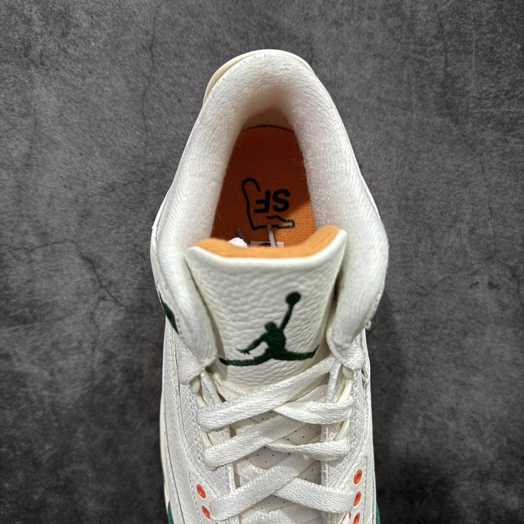 图片[8]-【XP纯原】Solefly x Air Jordan 3 Retro \”Miami\” 迈阿密联名 白绿橙 AJ3 乔丹3代 aj3 乔3 白绿橙 乔丹篮球鞋系列 迈阿密鞋店Solefly和Jordan Brandb再次联手，打造全新的Air Jordan 3联名款，设计灵感源于主理人Carlos Prieto的家族从古巴到迈阿密的移民故事，橙绿配色不仅呼应迈阿密飓风队，更象征着活力与传承。鞋身以白色皮革为基底，搭配绿色麂皮鞋头与橙色麂皮后跟，质感高级又复古；鞋舌上Jumpmman Logo采用绿色点缀，中底采用做旧奶油色，搭配橙色橡胶外底，瞬间拉回80年代氛围；鞋后跟拉片下的SoleFly浮雕Logo与Nike Air标志，彩蛋是鞋舌绣有\”Sunshine State\”和\”Miami\”字样，彩蛋十足！鞋盒还将SF与店铺所在地区佛罗里达州的地图结合在一起，突显本次联名的专属身份。 货号：IF4491-100（2025.12.01发售） 货号：IO1752-100 尺码： 40 40.5 41 42 42.5 43 44 44.5 45 46 47.5-选品中心