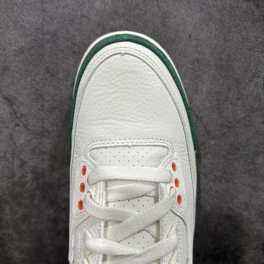 图片[5]-【XP纯原】Solefly x Air Jordan 3 Retro \”Miami\” 迈阿密联名 白绿橙 AJ3 乔丹3代 aj3 乔3 白绿橙 乔丹篮球鞋系列 迈阿密鞋店Solefly和Jordan Brandb再次联手，打造全新的Air Jordan 3联名款，设计灵感源于主理人Carlos Prieto的家族从古巴到迈阿密的移民故事，橙绿配色不仅呼应迈阿密飓风队，更象征着活力与传承。鞋身以白色皮革为基底，搭配绿色麂皮鞋头与橙色麂皮后跟，质感高级又复古；鞋舌上Jumpmman Logo采用绿色点缀，中底采用做旧奶油色，搭配橙色橡胶外底，瞬间拉回80年代氛围；鞋后跟拉片下的SoleFly浮雕Logo与Nike Air标志，彩蛋是鞋舌绣有\”Sunshine State\”和\”Miami\”字样，彩蛋十足！鞋盒还将SF与店铺所在地区佛罗里达州的地图结合在一起，突显本次联名的专属身份。 货号：IF4491-100（2025.12.01发售） 货号：IO1752-100 尺码： 40 40.5 41 42 42.5 43 44 44.5 45 46 47.5-选品中心