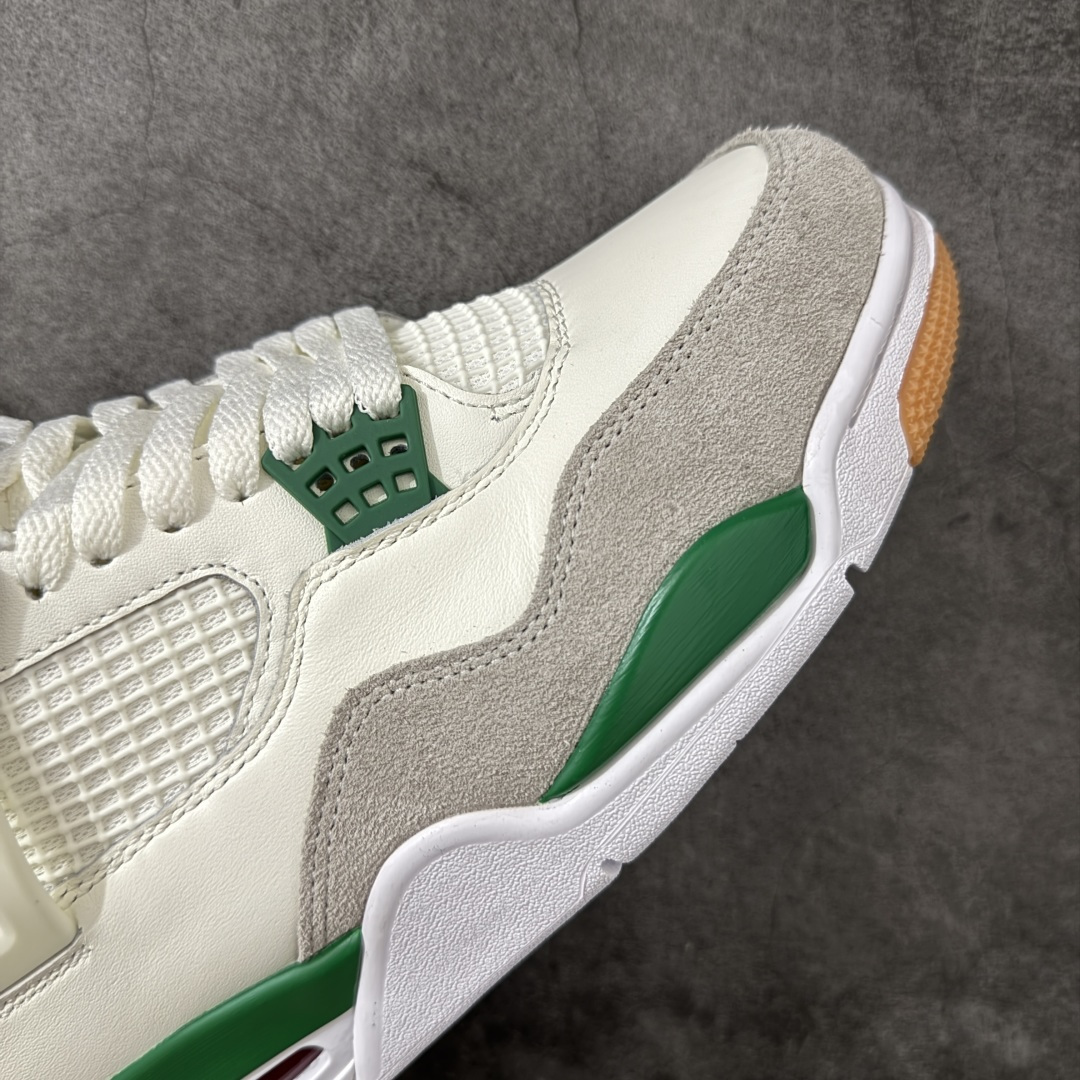 图片[6]-【H11纯原】SB x Air Jordan AJ4 Retro 白绿联名 DR5415-103 尺码：35.5 36 36.5 37.5 38 38.5 39 40 40.5 41 42 42.5 43 44 45 46 47.5 48.5 #纯原外贸平台特供订单 #全套原纸板楦头开发 #原厂特供材料配套加持 #确保原汁原味 完美呈现版型 #原档数据独家私模大底 #男女鞋同步官方开发至47.5 #原装进口轻量化鞋垫 #进口港宝加持 后跟自然饱满 还原公司包裹性 #鞋面采用原装数据贴合技术 #全方位贴合包裹脚型 #鞋跟部鞋底牵引设计 #提供强大的抓地性能 #更适应不同实战场地路面-选品中心