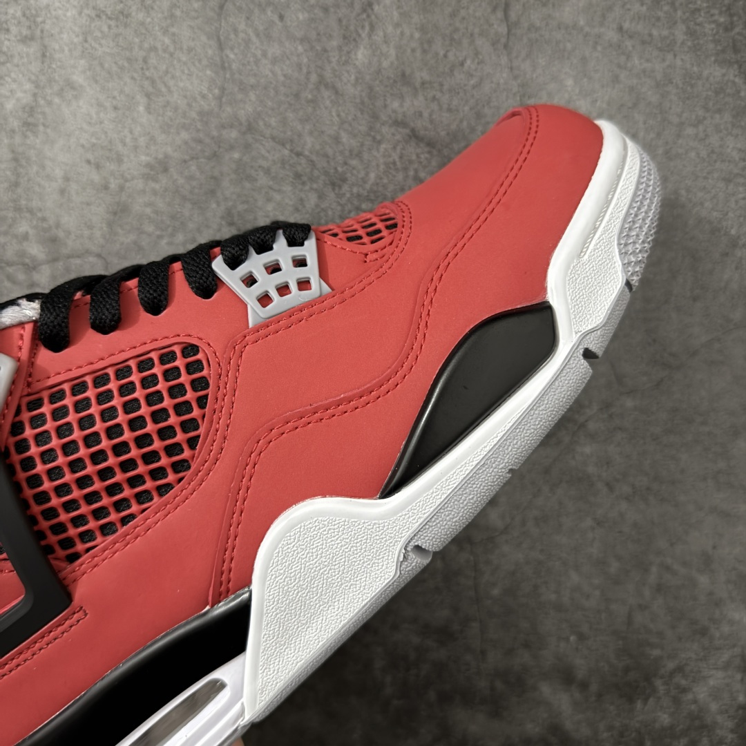 图片[5]-【KZ纯原版】Air Jordan 4 Retro AJ4 2026复刻公牛红黑 FQ8138-600 原汁原味完美呈现四代版型 一比一鞋头弧度高度趴度鞋身弧度 原厂麂皮绒皮料材质 数据细节工艺流程均保持公司一致 细节品控鞋型随意秒杀市面版本 原厂TPU网格鞋带扣 正确内里网布 菱角分明不变形无多余毛边 柔软性质感一致于原鞋 原厂织唛标 原厂飞人电绣工艺 独家绑鞋带手法 印刷中底布 四线拉帮 米色美纹纸贴合固定 进口港宝加持 后跟自然饱满 全鞋荧光划线卡点 追求极致完美 每一双都是工艺品 多重QC质检 超越公司货的品控标准 实实在在的免检产品 尺码：36-48.5-选品中心
