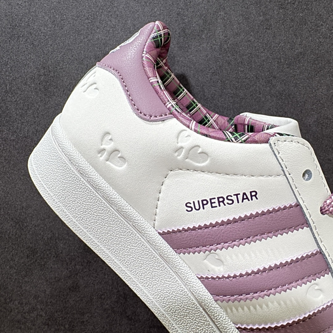 图片[8]-【公司级】阿迪达斯/Adidas Superstar x经典 贝壳头板鞋 最好头层鞋面，正确鞋楦、弧度完美、贝壳圆润鞋头、完美贴合贝壳头无缝隙 粉紫爱心KZ7157 尺码：35～45半-选品中心