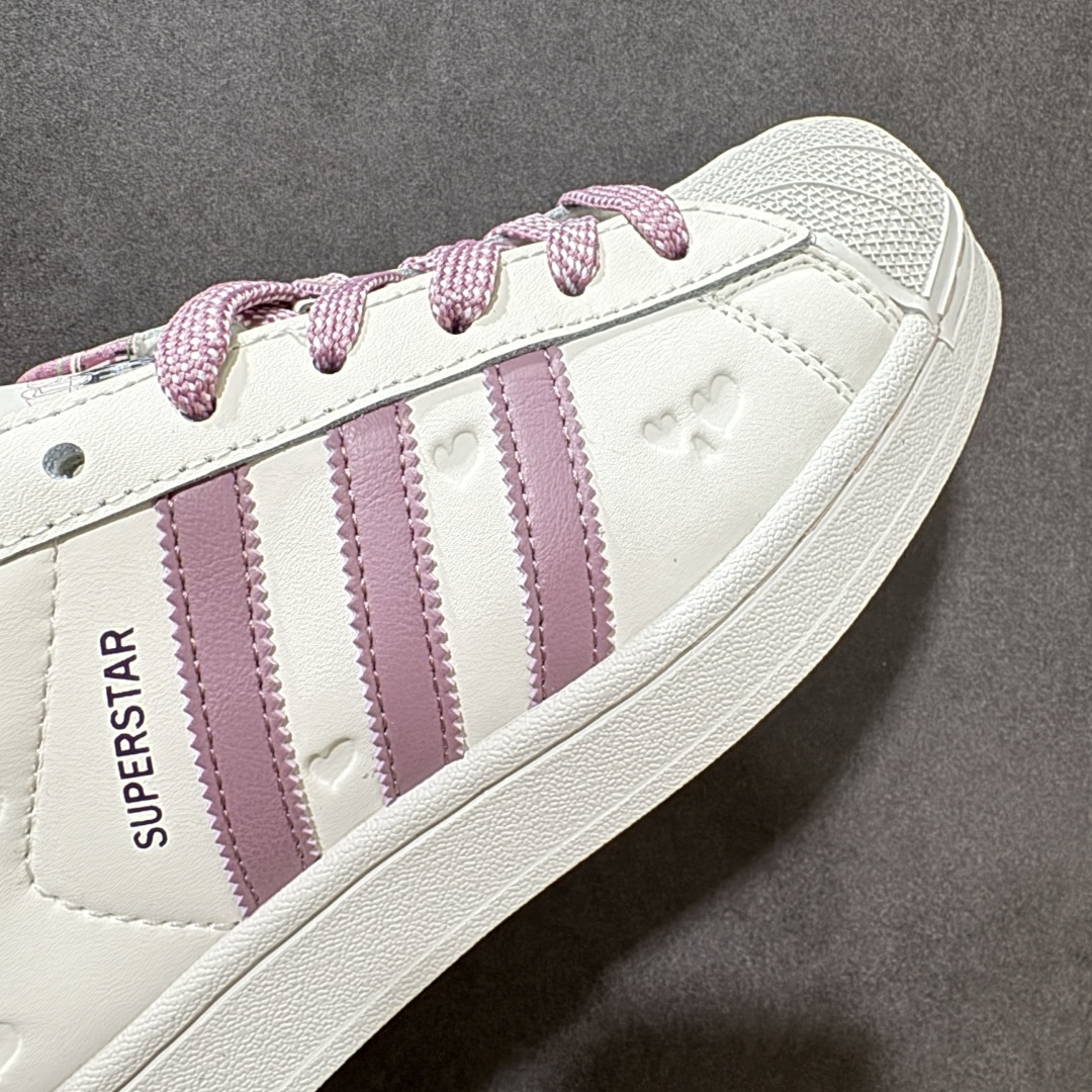 图片[7]-【公司级】阿迪达斯/Adidas Superstar x经典 贝壳头板鞋 最好头层鞋面，正确鞋楦、弧度完美、贝壳圆润鞋头、完美贴合贝壳头无缝隙 粉紫爱心KZ7157 尺码：35～45半-选品中心