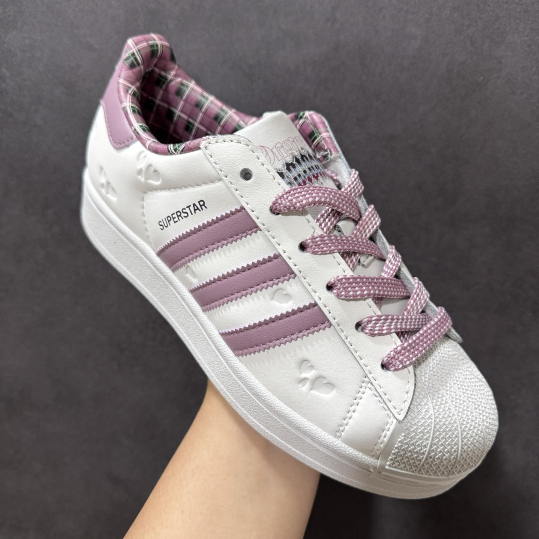 图片[3]-【公司级】阿迪达斯/Adidas Superstar x经典 贝壳头板鞋 最好头层鞋面，正确鞋楦、弧度完美、贝壳圆润鞋头、完美贴合贝壳头无缝隙 粉紫爱心KZ7157 尺码：35～45半-选品中心