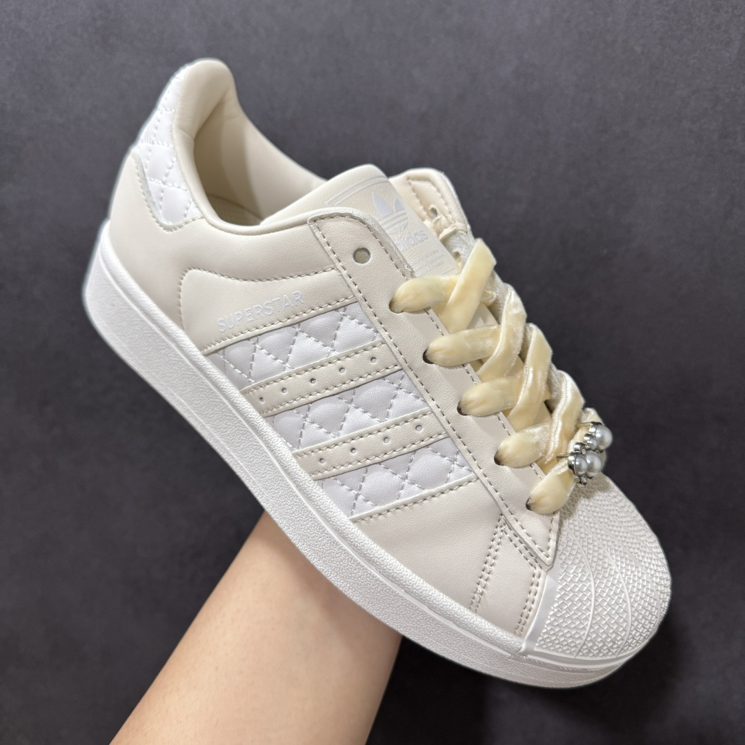 图片[3]-【公司级】Adidas Originals Superstar贝壳头系列 阿迪达斯 三叶草低帮经典百搭休闲运动板鞋 浅米色KJ7301 尺码：35.5 36 36.5 37 38 38.5 39 40-选品中心