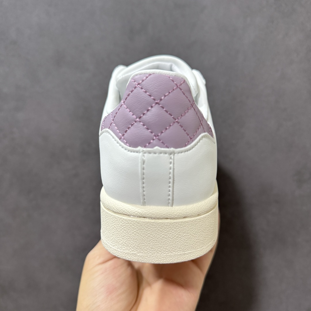 图片[4]-【公司级】Adidas Originals Superstar贝壳头系列 阿迪达斯 三叶草低帮经典百搭休闲运动板鞋 白紫色KJ7300 尺码：35.5 36 36.5 37 38 38.5 39 40-选品中心