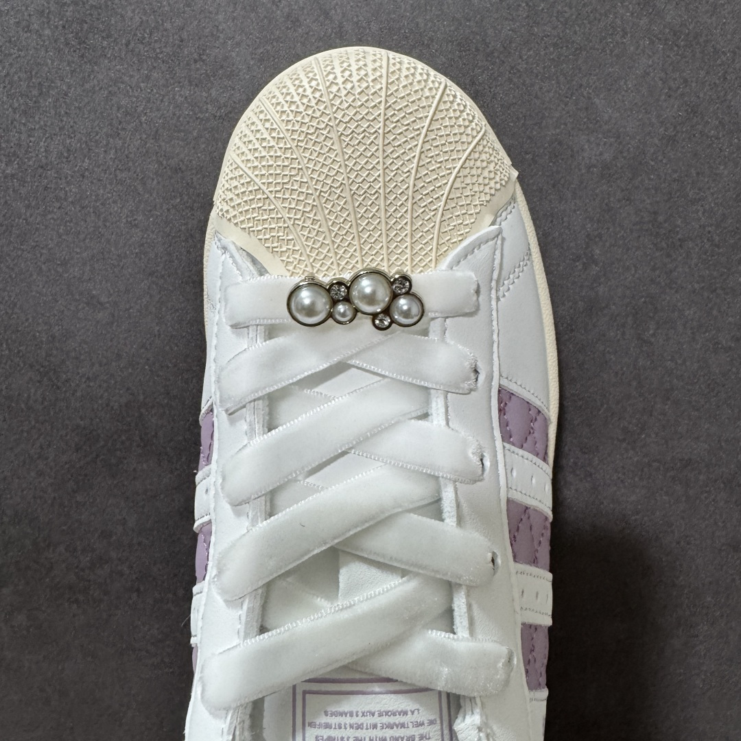 图片[5]-【公司级】Adidas Originals Superstar贝壳头系列 阿迪达斯 三叶草低帮经典百搭休闲运动板鞋 白紫色KJ7300 尺码：35.5 36 36.5 37 38 38.5 39 40-选品中心