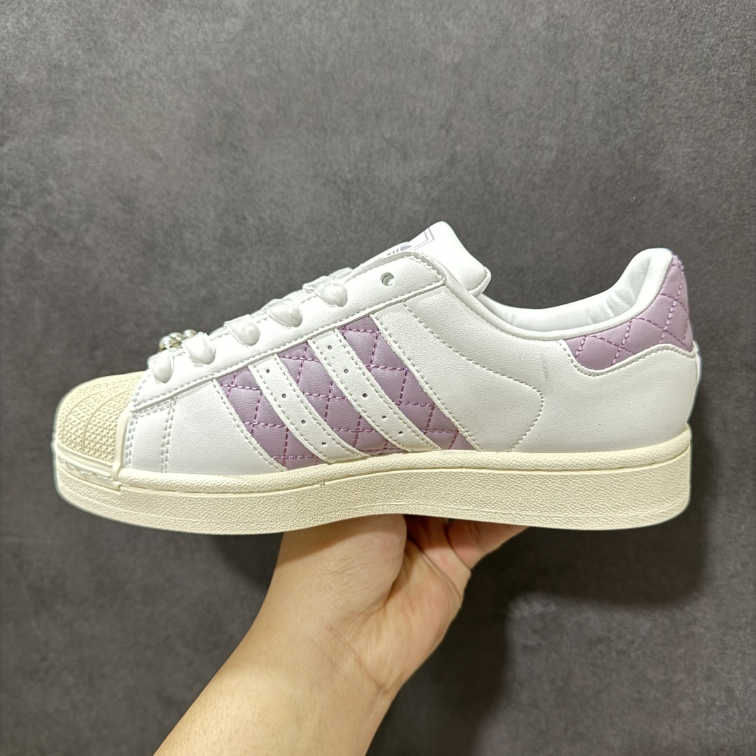 图片[2]-【公司级】Adidas Originals Superstar贝壳头系列 阿迪达斯 三叶草低帮经典百搭休闲运动板鞋 白紫色KJ7300 尺码：35.5 36 36.5 37 38 38.5 39 40-选品中心