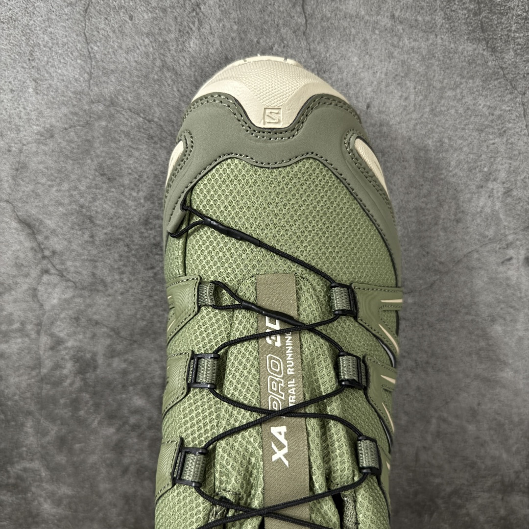 图片[5]-【纯原W1版】SALOMON XA Pro 3D 米绿475874 萨洛蒙潮流越野机能户外功能鞋 纯原外贸平台特供订单 耗时半年巨作 全套原纸板楦头开发 原厂特供网布配套加持 确保原汁原味 完美呈现版型 原档数据独家私模五层组合大底 男女鞋同步官方开发 原装Ortholite轻量化鞋垫 中底布带钢印编号 原厂TPU锁扣 进口港宝加持 后跟自然饱满 还原公司包裹性 鞋面采用SENSIFT贴合技术 全方位贴合包裹脚型 鞋跟部鞋底牵引设计 提供强大的抓地性能 更适应野外崎岖不平的道路 其3D ADVANCED CHASSIS底盘 材料轻量大化 钉齿设计更具稳定性 防护性 鞋底易磨损区运用CONTAGRIP高耐磨材料 应对城市硬质路面长距离跑考验 尺码：36 36.5 37.5 38 38.5 39 40 40.5 41 42 42.5 43 44 44.5 45-选品中心