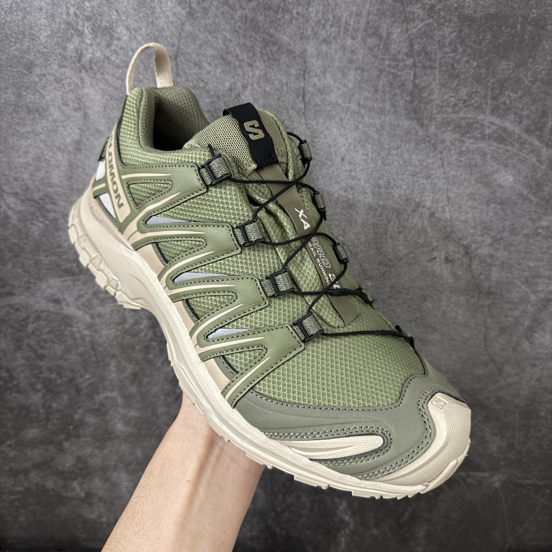 图片[3]-【纯原W1版】SALOMON XA Pro 3D 米绿475874 萨洛蒙潮流越野机能户外功能鞋 纯原外贸平台特供订单 耗时半年巨作 全套原纸板楦头开发 原厂特供网布配套加持 确保原汁原味 完美呈现版型 原档数据独家私模五层组合大底 男女鞋同步官方开发 原装Ortholite轻量化鞋垫 中底布带钢印编号 原厂TPU锁扣 进口港宝加持 后跟自然饱满 还原公司包裹性 鞋面采用SENSIFT贴合技术 全方位贴合包裹脚型 鞋跟部鞋底牵引设计 提供强大的抓地性能 更适应野外崎岖不平的道路 其3D ADVANCED CHASSIS底盘 材料轻量大化 钉齿设计更具稳定性 防护性 鞋底易磨损区运用CONTAGRIP高耐磨材料 应对城市硬质路面长距离跑考验 尺码：36 36.5 37.5 38 38.5 39 40 40.5 41 42 42.5 43 44 44.5 45-选品中心