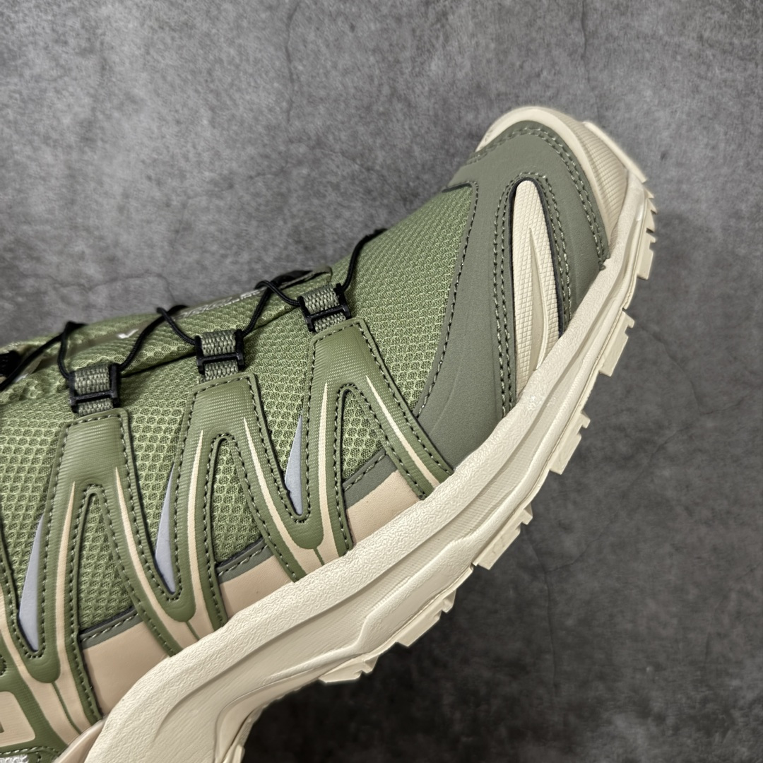 图片[6]-【666版本】SALOMON 萨洛蒙 XA PRO 3D 户外运动 网布减震防滑透气 低帮跑步鞋 男女同款 防水绿色 475874 全新品质 巅峰之作 所有配色均购物原版拆解1：1开发 原材料打造 非市场公版便宜货 私模大底 清洁度比市场所有版本都高 全套原纸板楦头开发 原厂网布配套 确保原汁原味 完美呈现版型 原档数据独家私模五层组合大底 男女鞋同步官方开发至46 原装Ortholite轻量化鞋垫 中底布带钢印编号 原厂TPU锁扣 进口港宝加持 后跟自然饱满 还原公司包裹性 鞋面采用SENSIFT贴合技术 全方位贴合包裹脚型 鞋跟部鞋底牵引设计 提供强大的抓地性能 更适应野外崎岖不平的道路 其3D ADVANCED CHASSIS底盘 材料轻量大化 钉齿设计更具稳定性 防护性 鞋底易磨损区运用CONTAGRIP高耐磨材料 应对城市硬质路面长距离跑考验 尺码：36 36.5 37.5 38 38.5 39 40 40.5 41 42 42.5 43 44 45 46-选品中心