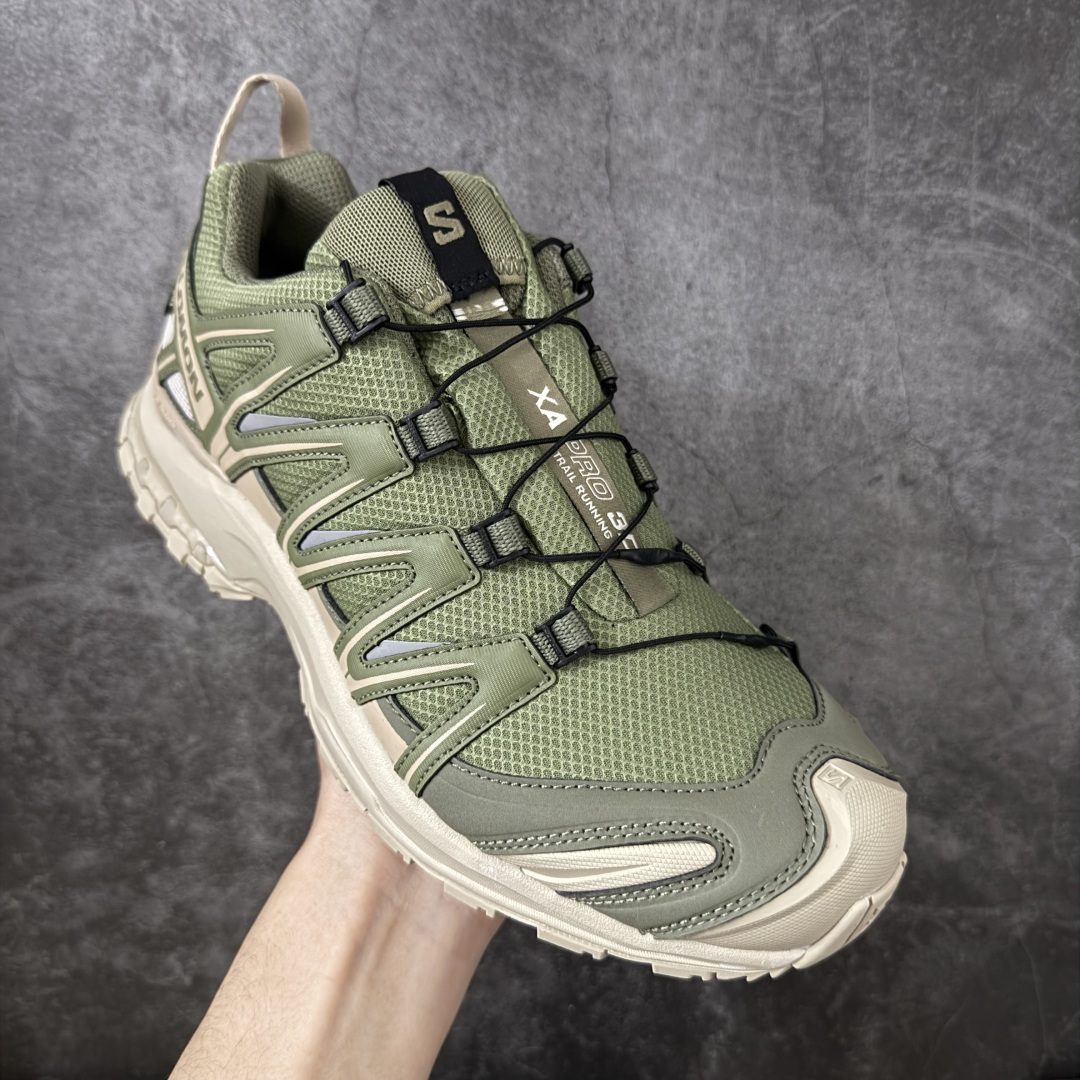 图片[3]-【666版本】SALOMON 萨洛蒙 XA PRO 3D 户外运动 网布减震防滑透气 低帮跑步鞋 男女同款 防水绿色 475874 全新品质 巅峰之作 所有配色均购物原版拆解1：1开发 原材料打造 非市场公版便宜货 私模大底 清洁度比市场所有版本都高 全套原纸板楦头开发 原厂网布配套 确保原汁原味 完美呈现版型 原档数据独家私模五层组合大底 男女鞋同步官方开发至46 原装Ortholite轻量化鞋垫 中底布带钢印编号 原厂TPU锁扣 进口港宝加持 后跟自然饱满 还原公司包裹性 鞋面采用SENSIFT贴合技术 全方位贴合包裹脚型 鞋跟部鞋底牵引设计 提供强大的抓地性能 更适应野外崎岖不平的道路 其3D ADVANCED CHASSIS底盘 材料轻量大化 钉齿设计更具稳定性 防护性 鞋底易磨损区运用CONTAGRIP高耐磨材料 应对城市硬质路面长距离跑考验 尺码：36 36.5 37.5 38 38.5 39 40 40.5 41 42 42.5 43 44 45 46-选品中心