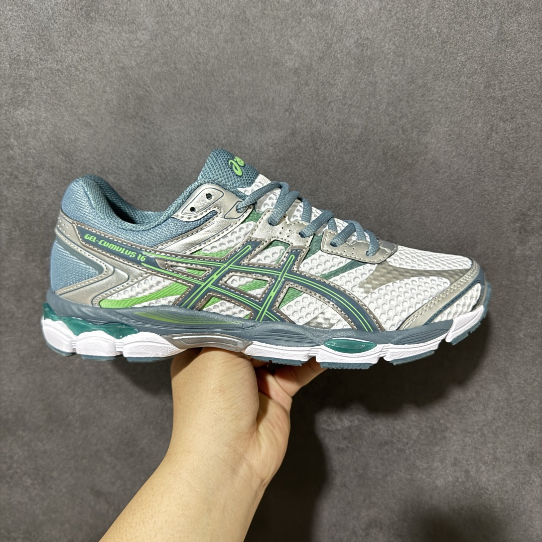 【公司级】Asics Gel-Cumulus 16 亚瑟士复古透气休闲缓震耐磨跑步鞋 #鞋面采用无缝线鞋面，贴合脚型，穿着舒适；中底360°环绕式GL，提供良好的缓冲性能； 货号：1203A733-100 尺码：36 37 37.5 38 39 39.5 40 40.5 41.5 42 42.5 43.5 44 45-选品中心