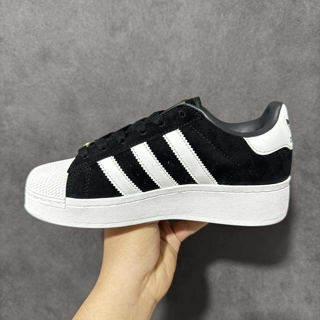 图片[2]-【公司级】阿迪达斯Adidas Superstar XLG 贝壳头厚底增高百搭休闲运动板鞋 原楦原纸版数据开发 采用头层皮革材质打造 翻毛黑白金标厚底 正确鞋垫 正确底模及扇贝头盖片 货号：ID4657 尺码：35-45（半）-选品中心
