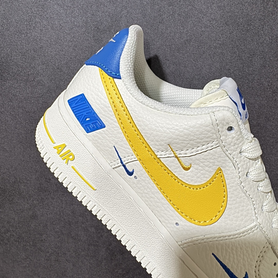 图片[8]-【定制版】经典Air Force 1鞋型 \” 云白勾金\” 多勾刺绣+后跟蓝标，小众复古，撞款率极低 – 荔枝纹皮革质感拉满，耐造又好打理 – 全掌Air气垫，暴走一天也不磨脚 – 米白底色+暖黄撞色，温柔显白还显脚小 马年换新鞋，步履生风，奔赴新生活💛 货号：FZ1151-100 zise：36-45半-选品中心
