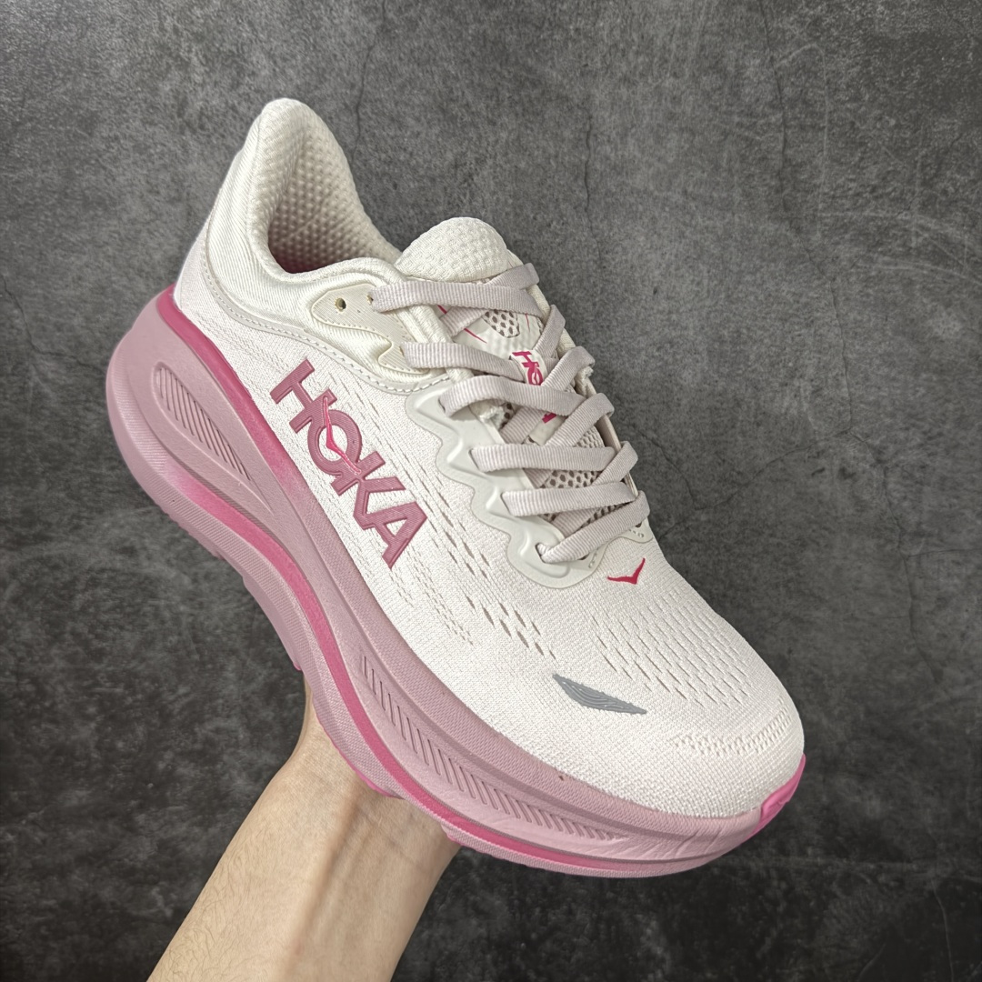 图片[3]-【纯原版】HOKA ONE ONE Bondi 9 机能缓震跑鞋  #鞋面部分采用工程网眼面料，可以确保必要的透气性能。使用了全新的莱卡橡筋，这大大提升了鞋面的硬度，由此增加鞋面的支撑性能。后掌33mm、前掌29mm的超厚Soft EVA中底，比传统的EVA材料还要柔软30%  货号：1162011/WKB 尺码：36 36.5 37 38 38.5 39 40-选品中心