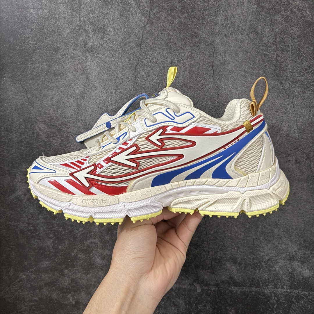图片[2]-【纯原OK版本】Off-White OW最新款跑鞋 复古休闲鞋 百分百原盒正确版 原楦原纸板数据开发 4层分离大底#鞋面采用3d立体打印和多种材料拼接而成#防滑耐磨透气性轻便跑鞋 作为曾经爆火 并且定位奢潮领域的标志性品牌 Off-White 仍需要不断更新符合当下潮流时尚的复古运动鞋款，以期收获基本盘消费者的关注 此次更新的 Off-White 新款运动鞋将经典复古老爹鞋细节设计更加夸张化 并将标志性箭头设计置于显著位置 除此之外 整个系列的色彩搭配也可谓纷繁多样 总有一款适合你 尺码：36 37 38 39 40 41 42 43 44 45 46 47-选品中心