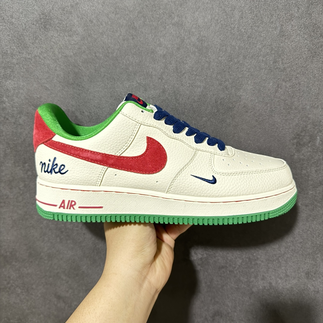 【定制版】Nike Air Force 1\'07 Low 米红绿意 空军一号低帮休闲板鞋  #原楦原纸板 纯正空军版型 内置全掌气垫 货号：FV3694-108  尺码：36 36.5 37.5 38 38.5 39 40 40.5 41 42 42.5 43 44 44.5 45-选品中心