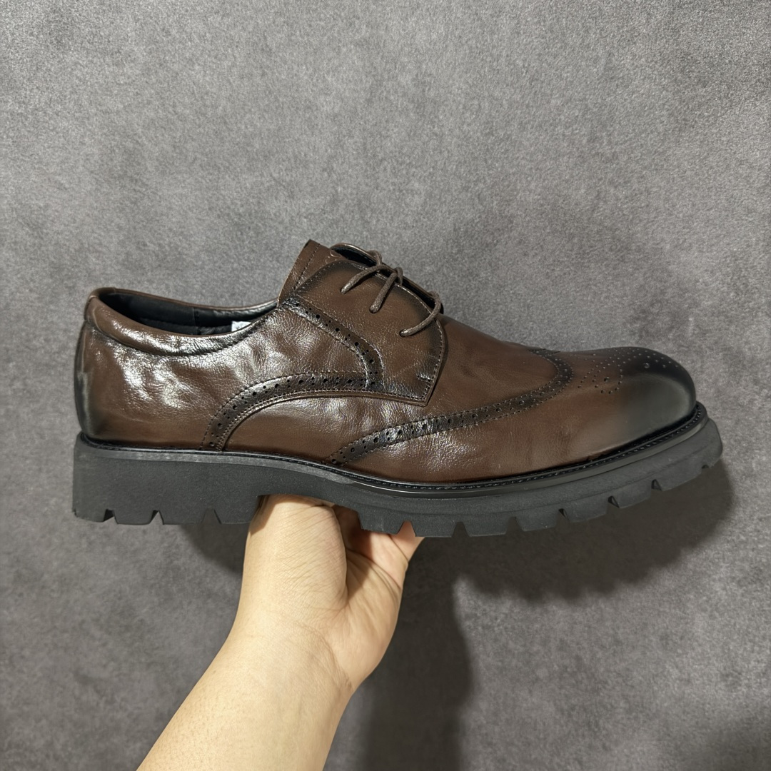ECCO爱步圆头雕花皮鞋 真皮布洛克皮鞋商务鞋男款 德比鞋 都市伦敦系列 甄选优质皮革搭配柔软的纺织衬里