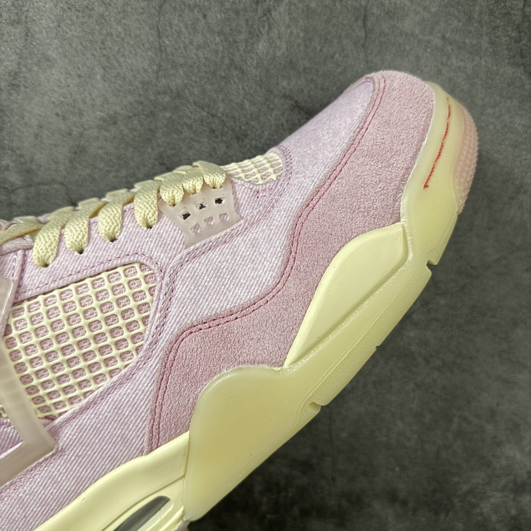 图片[6]-【KZ纯原版】Air Jordan 4 Retro \”Denim Iced Carmine\” 冰莓粉牛仔 AJ4 乔丹4代 aj4 乔4 粉色丹宁牛仔 乔丹篮球鞋系列 原汁原味完美呈现四代版型 一比一鞋头弧度高度趴度鞋身弧度 原厂麂皮绒皮料材质 数据细节工艺流程均保持公司一致 细节品控鞋型随意秒杀市面版本 原厂TPU网格鞋带扣 正确内里网布 菱角分明不变形无多余毛边 柔软性质感一致于原鞋 原厂织唛标 原厂飞人电绣工艺 独家绑鞋带手法 印刷中底布 四线拉帮 米色美纹纸贴合固定 进口港宝加持 后跟自然饱满 全鞋荧光划线卡点 追求极致完美 每一双都是工艺品 多重QC质检 超越公司货的品控标准 实实在在的免检产品 尺码：36-48.5-选品中心
