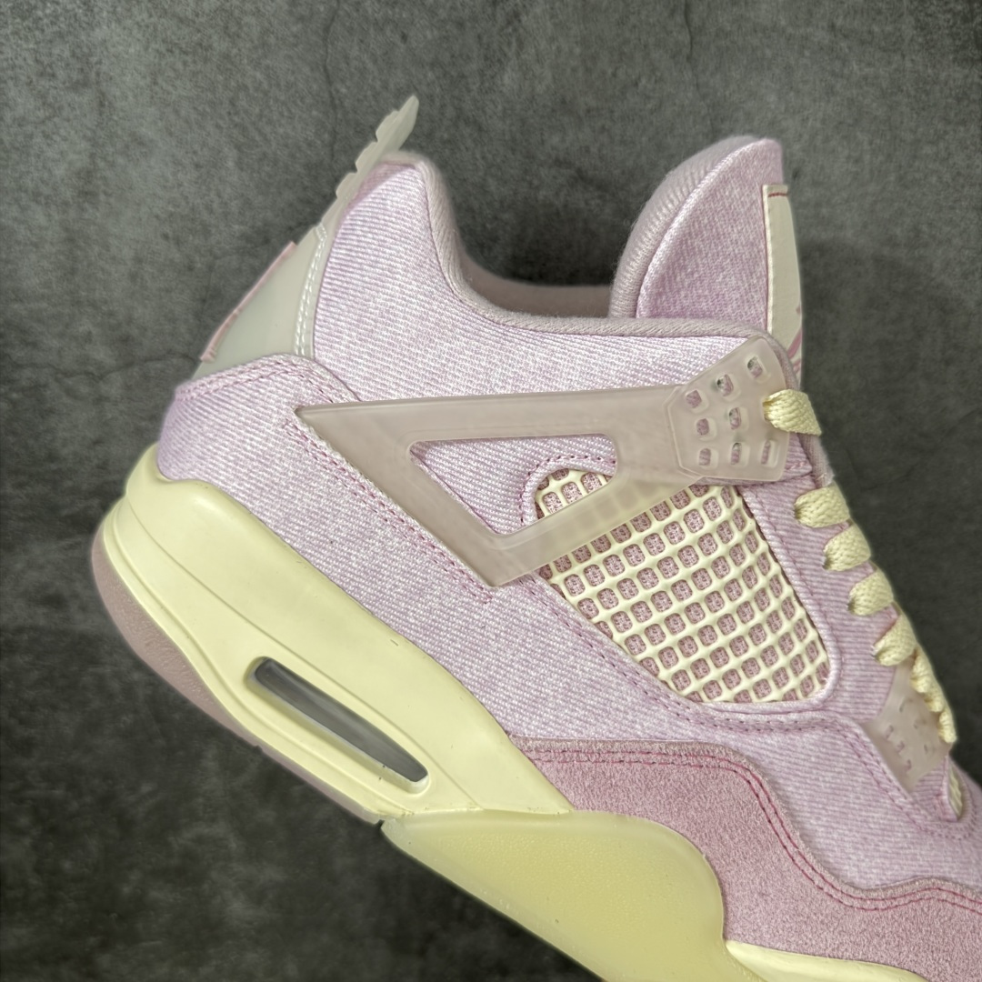 图片[7]-【KZ纯原版】Air Jordan 4 Retro \”Denim Iced Carmine\” 冰莓粉牛仔 AJ4 乔丹4代 aj4 乔4 粉色丹宁牛仔 乔丹篮球鞋系列 原汁原味完美呈现四代版型 一比一鞋头弧度高度趴度鞋身弧度 原厂麂皮绒皮料材质 数据细节工艺流程均保持公司一致 细节品控鞋型随意秒杀市面版本 原厂TPU网格鞋带扣 正确内里网布 菱角分明不变形无多余毛边 柔软性质感一致于原鞋 原厂织唛标 原厂飞人电绣工艺 独家绑鞋带手法 印刷中底布 四线拉帮 米色美纹纸贴合固定 进口港宝加持 后跟自然饱满 全鞋荧光划线卡点 追求极致完美 每一双都是工艺品 多重QC质检 超越公司货的品控标准 实实在在的免检产品 尺码：36-48.5-选品中心