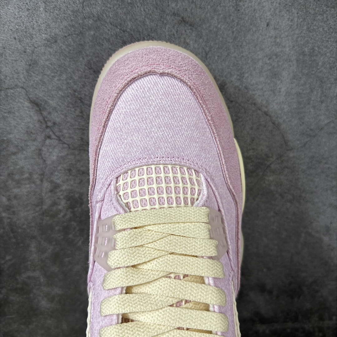 图片[5]-【KZ纯原版】Air Jordan 4 Retro \”Denim Iced Carmine\” 冰莓粉牛仔 AJ4 乔丹4代 aj4 乔4 粉色丹宁牛仔 乔丹篮球鞋系列 原汁原味完美呈现四代版型 一比一鞋头弧度高度趴度鞋身弧度 原厂麂皮绒皮料材质 数据细节工艺流程均保持公司一致 细节品控鞋型随意秒杀市面版本 原厂TPU网格鞋带扣 正确内里网布 菱角分明不变形无多余毛边 柔软性质感一致于原鞋 原厂织唛标 原厂飞人电绣工艺 独家绑鞋带手法 印刷中底布 四线拉帮 米色美纹纸贴合固定 进口港宝加持 后跟自然饱满 全鞋荧光划线卡点 追求极致完美 每一双都是工艺品 多重QC质检 超越公司货的品控标准 实实在在的免检产品 尺码：36-48.5-选品中心