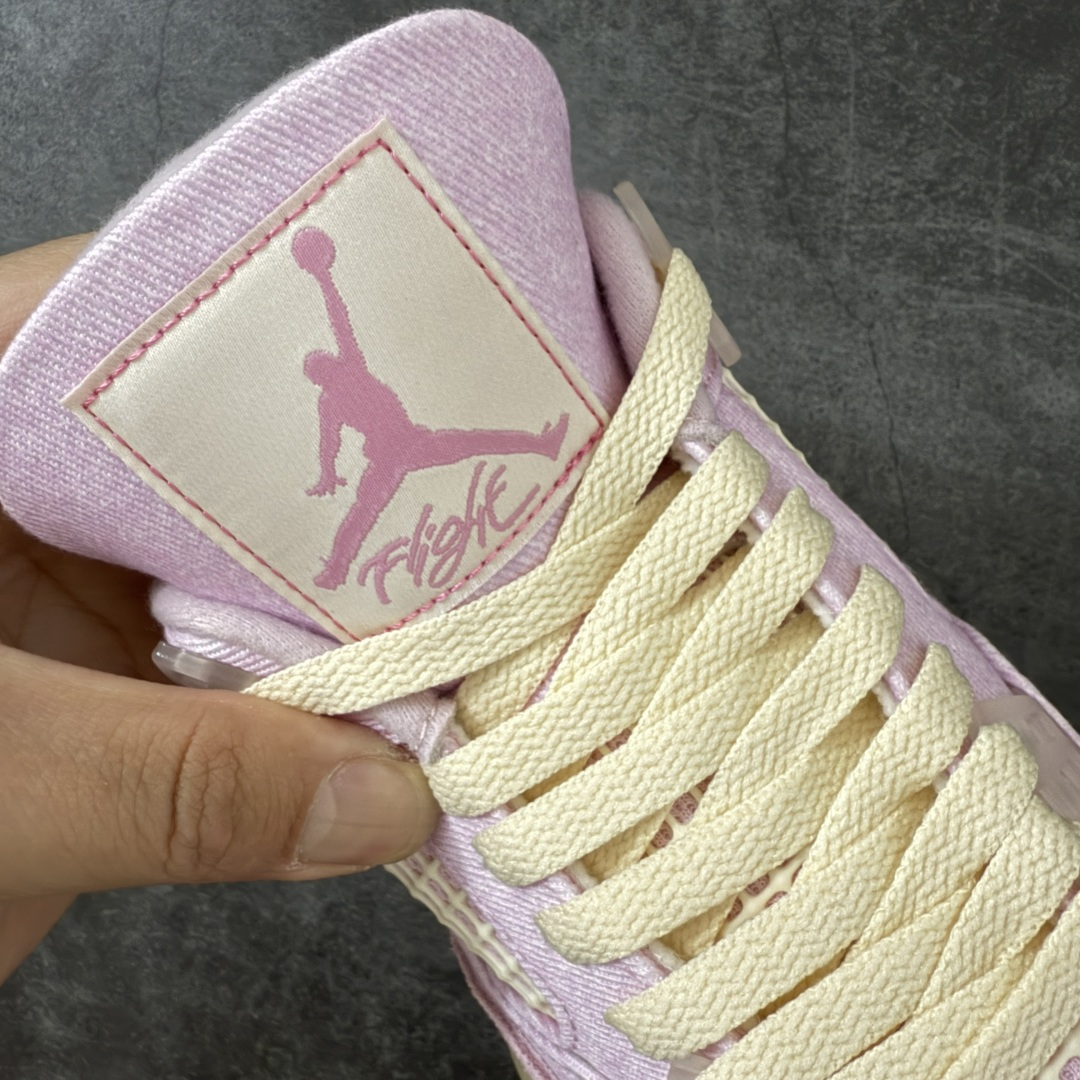图片[6]-【KZ纯原版】Air Jordan 4 Retro \”Denim Iced Carmine\” 冰莓粉牛仔 AJ4 乔丹4代 aj4 乔4 粉色丹宁牛仔 乔丹篮球鞋系列 原汁原味完美呈现四代版型 一比一鞋头弧度高度趴度鞋身弧度 原厂麂皮绒皮料材质 数据细节工艺流程均保持公司一致 细节品控鞋型随意秒杀市面版本 原厂TPU网格鞋带扣 正确内里网布 菱角分明不变形无多余毛边 柔软性质感一致于原鞋 原厂织唛标 原厂飞人电绣工艺 独家绑鞋带手法 印刷中底布 四线拉帮 米色美纹纸贴合固定 进口港宝加持 后跟自然饱满 全鞋荧光划线卡点 追求极致完美 每一双都是工艺品 多重QC质检 超越公司货的品控标准 实实在在的免检产品 尺码：36-48.5-选品中心