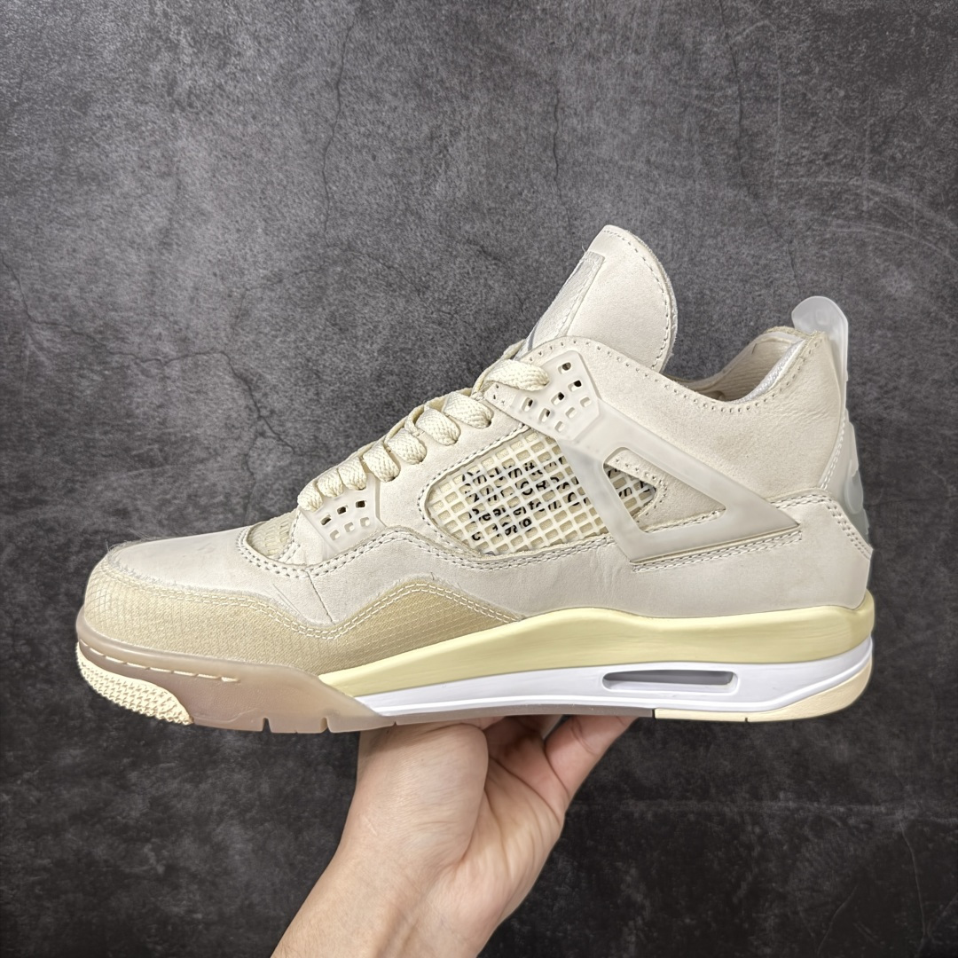 图片[2]-【XS纯原】Off-White™ x Air Jordan AJ4 Retro\”Cream/Sail\” OW联名白帆 CV9388-100 超强性价比版本 可支持高端零售 采用原厂韩国进口网纱 全鞋电脑定位针车 原档案精准数据分码段标语 独家原装大底注意带氧化效果 \”双面Air OW\”字样精准对位 正确中底钢印 原厂特供皮料加持 确保原汁原味 完美呈现四代版型 一比一鞋头弧度高度鞋身弧度 数据细节工艺流程均保持原鞋一致 原厂TPU网格鞋带扣 正确内里网布 菱角分明不变形无多余毛边 柔软性质感一致于原鞋 原厂织唛标 原厂飞人电绣工艺 尾指中部跳三针 独家绑鞋带手法 印刷中底布 四线拉帮 米色美纹纸贴合固定 进口港宝加持 后跟自然饱满 全鞋荧光划线卡点 追求极致完美 每一双都是工艺品 多重QC质检 公司货的品控标准 实实在在的免检产品 尺码： 40 40.5 41 42 42.5 43 44 44.5 45 46 47.5-选品中心