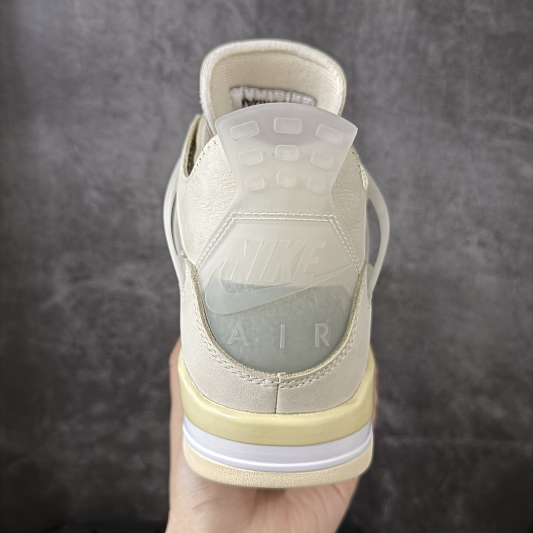 图片[4]-【XS纯原】Off-White™ x Air Jordan AJ4 Retro\”Cream/Sail\” OW联名白帆 CV9388-100 超强性价比版本 可支持高端零售 采用原厂韩国进口网纱 全鞋电脑定位针车 原档案精准数据分码段标语 独家原装大底注意带氧化效果 \”双面Air OW\”字样精准对位 正确中底钢印 原厂特供皮料加持 确保原汁原味 完美呈现四代版型 一比一鞋头弧度高度鞋身弧度 数据细节工艺流程均保持原鞋一致 原厂TPU网格鞋带扣 正确内里网布 菱角分明不变形无多余毛边 柔软性质感一致于原鞋 原厂织唛标 原厂飞人电绣工艺 尾指中部跳三针 独家绑鞋带手法 印刷中底布 四线拉帮 米色美纹纸贴合固定 进口港宝加持 后跟自然饱满 全鞋荧光划线卡点 追求极致完美 每一双都是工艺品 多重QC质检 公司货的品控标准 实实在在的免检产品 尺码： 40 40.5 41 42 42.5 43 44 44.5 45 46 47.5-选品中心