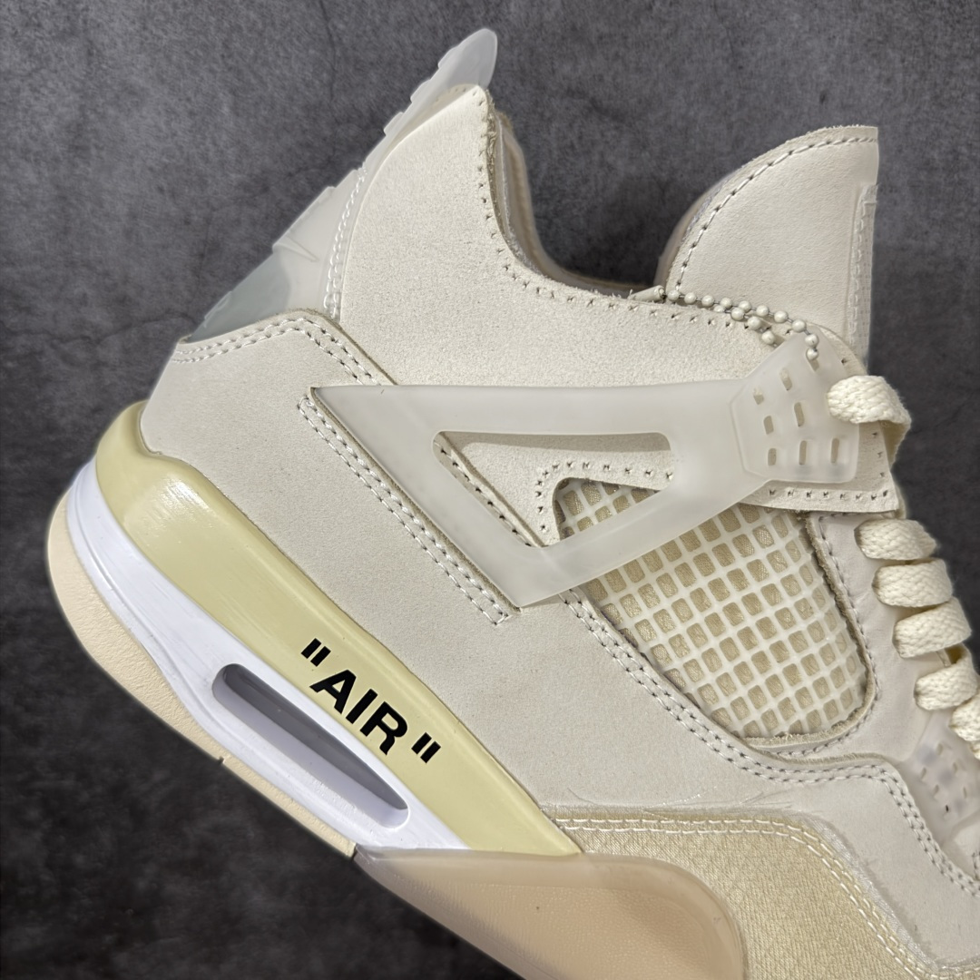 图片[7]-【XS纯原】Off-White™ x Air Jordan AJ4 Retro\”Cream/Sail\” OW联名白帆 CV9388-100 超强性价比版本 可支持高端零售 采用原厂韩国进口网纱 全鞋电脑定位针车 原档案精准数据分码段标语 独家原装大底注意带氧化效果 \”双面Air OW\”字样精准对位 正确中底钢印 原厂特供皮料加持 确保原汁原味 完美呈现四代版型 一比一鞋头弧度高度鞋身弧度 数据细节工艺流程均保持原鞋一致 原厂TPU网格鞋带扣 正确内里网布 菱角分明不变形无多余毛边 柔软性质感一致于原鞋 原厂织唛标 原厂飞人电绣工艺 尾指中部跳三针 独家绑鞋带手法 印刷中底布 四线拉帮 米色美纹纸贴合固定 进口港宝加持 后跟自然饱满 全鞋荧光划线卡点 追求极致完美 每一双都是工艺品 多重QC质检 公司货的品控标准 实实在在的免检产品 尺码： 40 40.5 41 42 42.5 43 44 44.5 45 46 47.5-选品中心