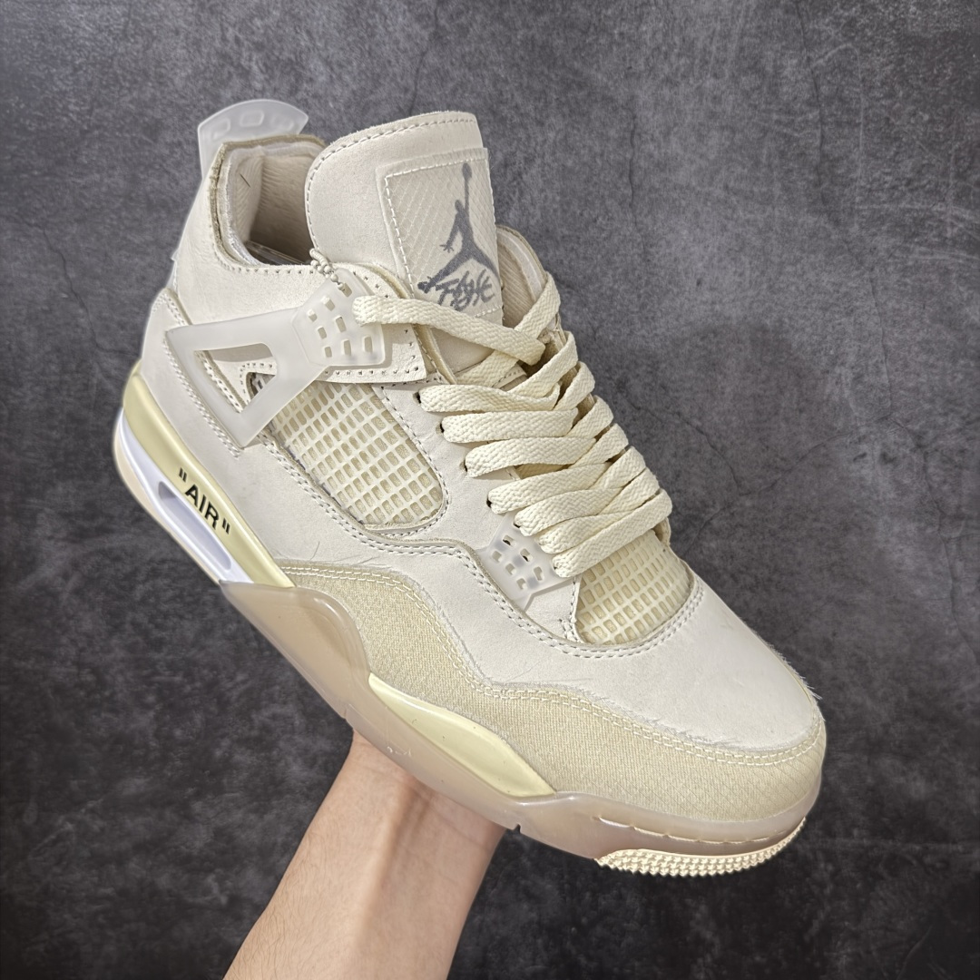 图片[3]-【XS纯原】Off-White™ x Air Jordan AJ4 Retro\”Cream/Sail\” OW联名白帆 CV9388-100 超强性价比版本 可支持高端零售 采用原厂韩国进口网纱 全鞋电脑定位针车 原档案精准数据分码段标语 独家原装大底注意带氧化效果 \”双面Air OW\”字样精准对位 正确中底钢印 原厂特供皮料加持 确保原汁原味 完美呈现四代版型 一比一鞋头弧度高度鞋身弧度 数据细节工艺流程均保持原鞋一致 原厂TPU网格鞋带扣 正确内里网布 菱角分明不变形无多余毛边 柔软性质感一致于原鞋 原厂织唛标 原厂飞人电绣工艺 尾指中部跳三针 独家绑鞋带手法 印刷中底布 四线拉帮 米色美纹纸贴合固定 进口港宝加持 后跟自然饱满 全鞋荧光划线卡点 追求极致完美 每一双都是工艺品 多重QC质检 公司货的品控标准 实实在在的免检产品 尺码： 40 40.5 41 42 42.5 43 44 44.5 45 46 47.5-选品中心