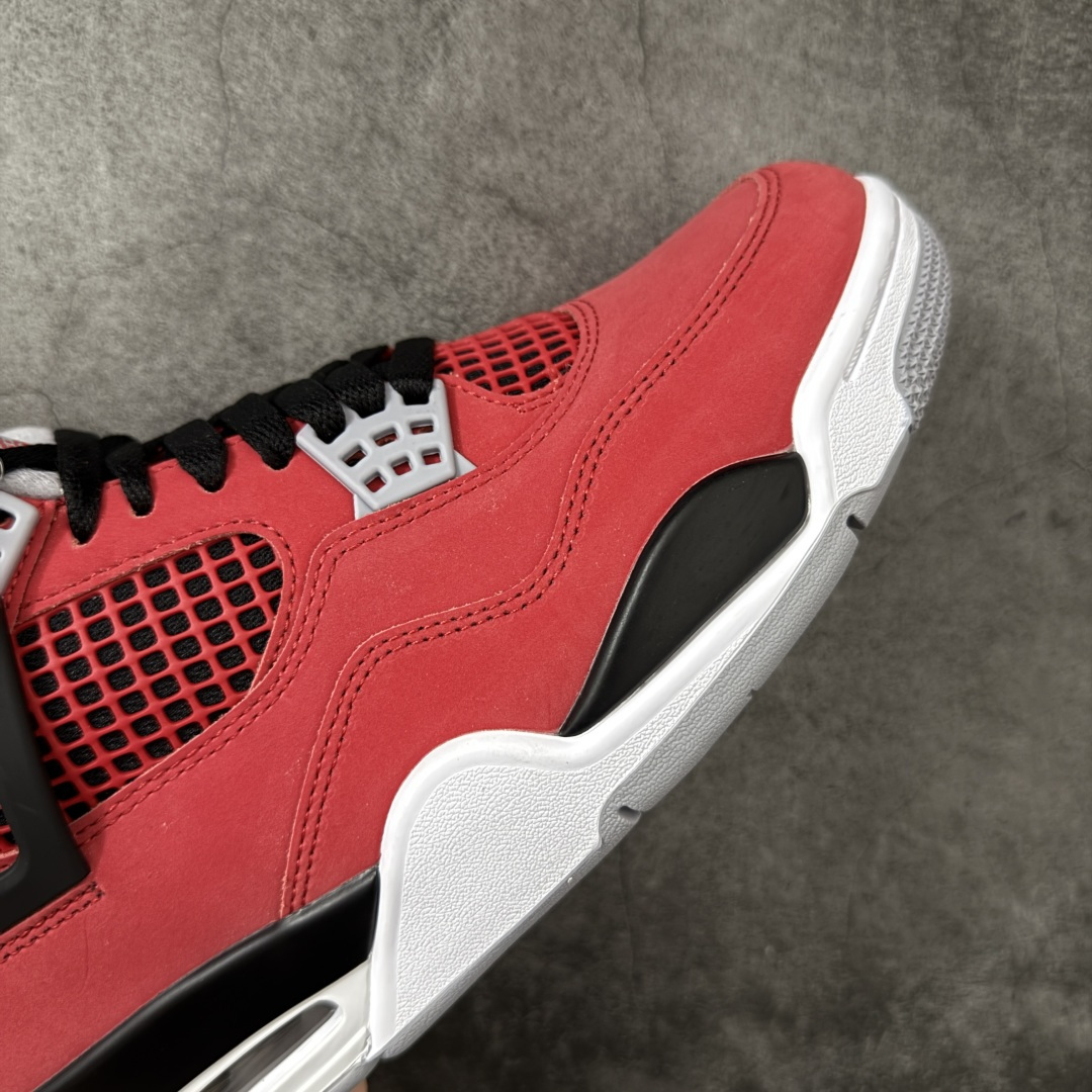 图片[6]-【KZ神头层版】Air Jordan 4 Retro AJ4 2026复刻公牛红黑 FQ8138-600 原汁原味完美呈现四代版型 一比一鞋头弧度高度趴度鞋身弧度 原厂麂皮绒皮料材质 数据细节工艺流程均保持公司一致 细节品控鞋型随意秒杀市面版本 原厂TPU网格鞋带扣 正确内里网布 菱角分明不变形无多余毛边 柔软性质感一致于原鞋 原厂织唛标 原厂飞人电绣工艺 独家绑鞋带手法 印刷中底布 四线拉帮 米色美纹纸贴合固定 进口港宝加持 后跟自然饱满 全鞋荧光划线卡点 追求极致完美 每一双都是工艺品 多重QC质检 超越公司货的品控标准 实实在在的免检产品 尺码：40-48.5-选品中心