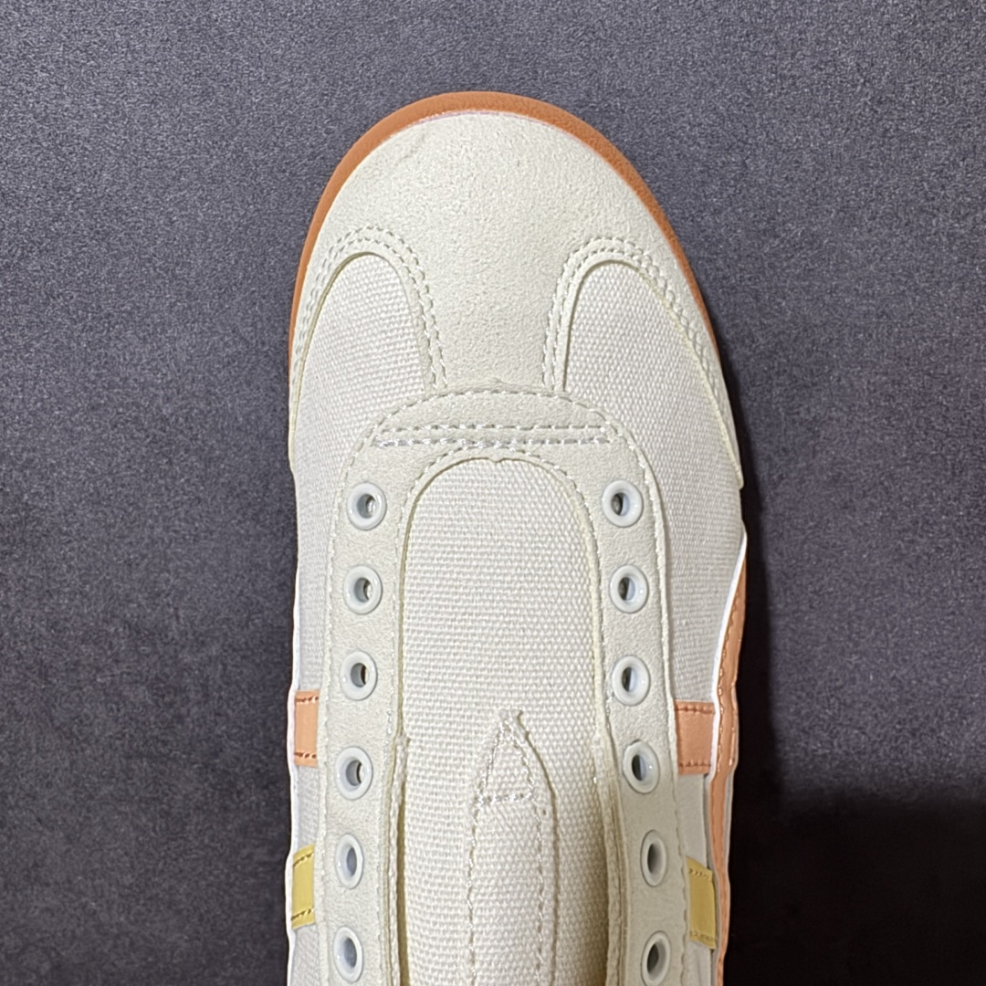 图片[5]-【纯原版】鬼冢虎Onitsuka Tiger Mexico 66 一脚蹬男女同款帆布鞋面休闲板鞋 1183A360鬼冢虎Onitsuka Tiger的MEXICO 66™系列是其经典复古运动鞋的代表作之一，而“一脚蹬”设计的SLIP-ON款式则是在此基础上的便捷化改良，主打无需系带、穿脱快速的休闲体验‌。该系列鞋款通常采用皮革材质，强调透气性和舒适度，并延续了MEXICO 66的复古外观，如侧面的标志性条纹设计和流畅的鞋型轮廓‌。 尺码： 36-45含半码 编码： AMB190200-选品中心