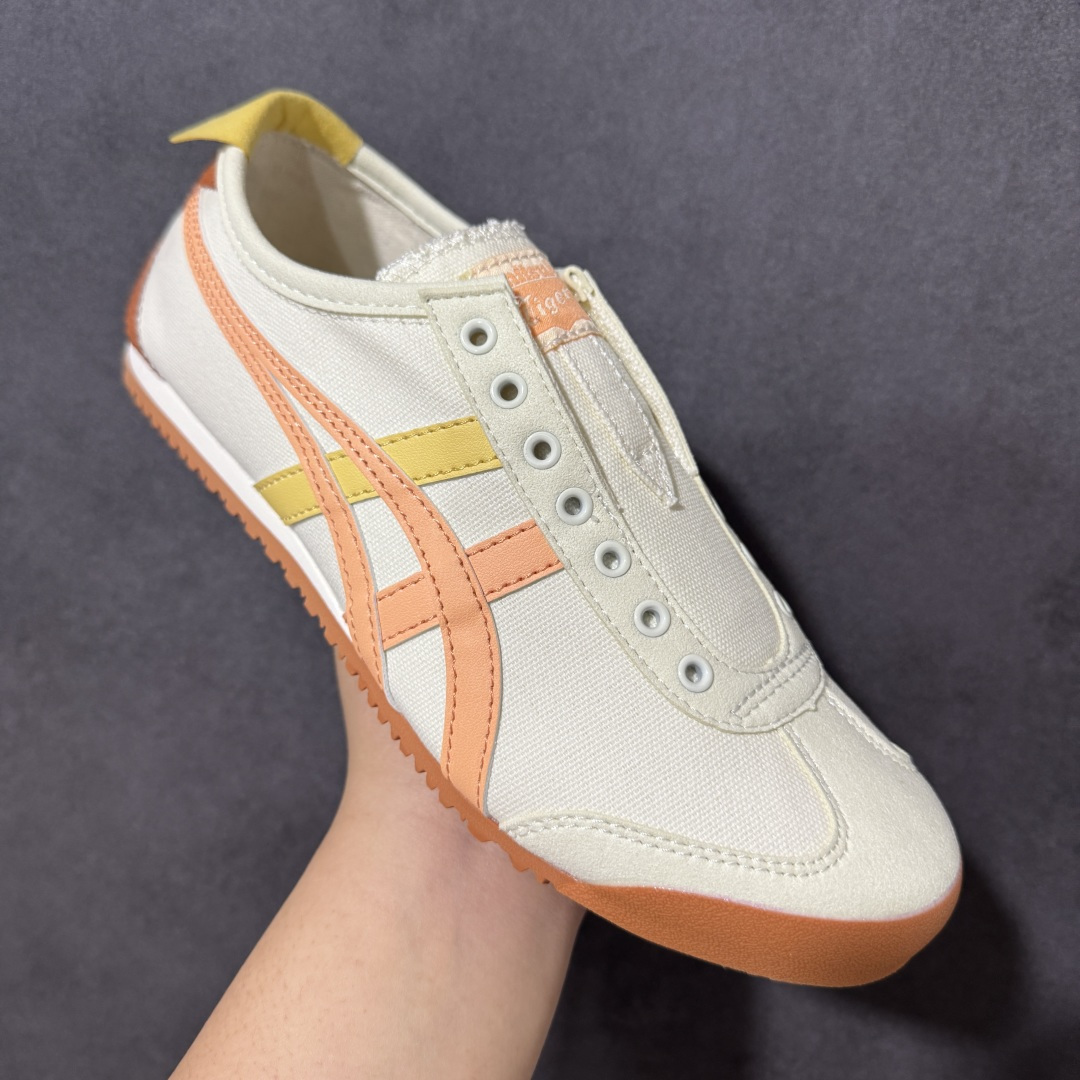 图片[3]-【纯原版】鬼冢虎Onitsuka Tiger Mexico 66 一脚蹬男女同款帆布鞋面休闲板鞋 1183A360鬼冢虎Onitsuka Tiger的MEXICO 66™系列是其经典复古运动鞋的代表作之一，而“一脚蹬”设计的SLIP-ON款式则是在此基础上的便捷化改良，主打无需系带、穿脱快速的休闲体验‌。该系列鞋款通常采用皮革材质，强调透气性和舒适度，并延续了MEXICO 66的复古外观，如侧面的标志性条纹设计和流畅的鞋型轮廓‌。 尺码： 36-45含半码 编码： AMB190200-选品中心