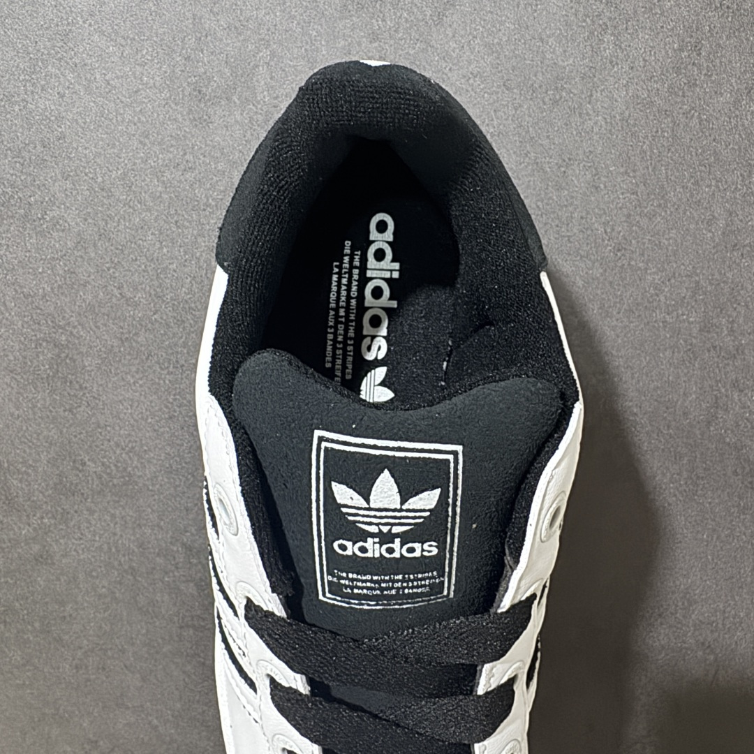 图片[8]-【H11顶级头层版】adidas originals Superstar 2 贝壳头 简约经典 舒适时尚 复古板鞋 男女同款 黑白 货号：JH5469 全新升级版 皮料改进至头层原厂皮 原盒 原底原料 开模打造 原厂织唛鞋标 高精密准度 原楦原纸板开发 匹配原版98%以上 后跟垫棉独家呈现 反口里弧度正确 原厂鞋垫 背胶 后跟电绣针数 与正品一致 原厂皮料 原厂车缝线 质感无敌 皮料切割干净 无任何毛边 清洁度细节完美 进口港宝加持 后跟自然饱满 还原公司包裹性 鞋面采用原装数据贴合技术 全方位贴合包裹脚型 鞋跟部鞋底牵引设计 提供强大的抓地性能 更适应不同实战场地路面 尺码：35.5 36 36.5 37.5 38 38.5 39 40 40.5 41 42 42.5 43 44 45-选品中心
