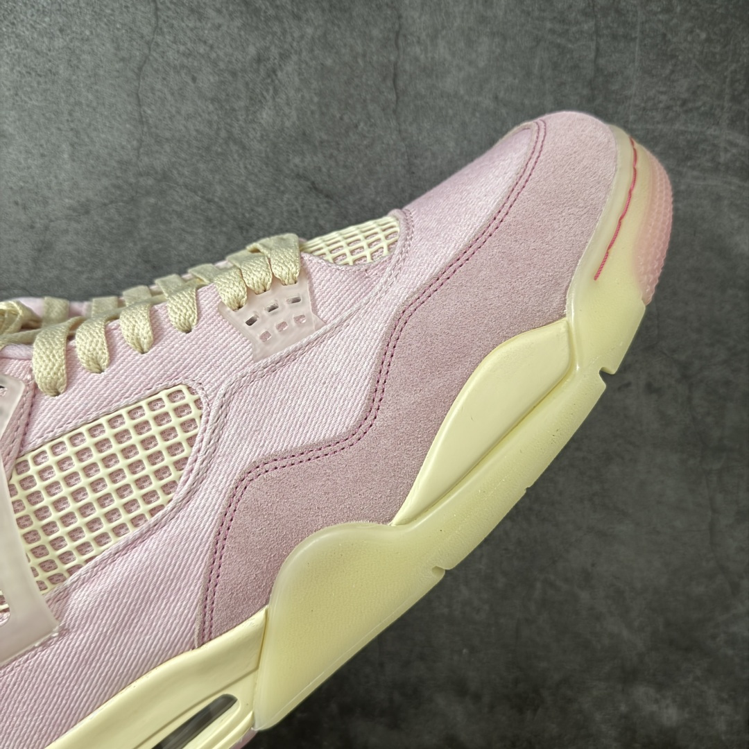 图片[6]-【TK至尊版】Air Jordan 4 Retro AJ4 2026水洗丹宁 粉色IB6716-600 目前市面所有大厂中 品质材料细节最好的一个版本 原汁原味完美呈现四代版型 一比一鞋头弧度高度趴度鞋身弧度 原厂麂皮绒皮料材质 数据细节工艺流程均保持公司一致 细节品控鞋型随意秒杀市面版本 原厂TPU网格鞋带扣 正确内里网布 菱角分明不变形无多余毛边 柔软性质感一致于原鞋 原厂织唛标 原厂飞人电绣工艺 独家绑鞋带手法 印刷中底布 四线拉帮 米色美纹纸贴合固定 进口港宝加持 后跟自然饱满 全鞋荧光划线卡点 追求极致完美 每一双都是工艺品 多重QC质检 超越公司货的品控标准 实实在在的免检产品 尺码：36-47.5-选品中心