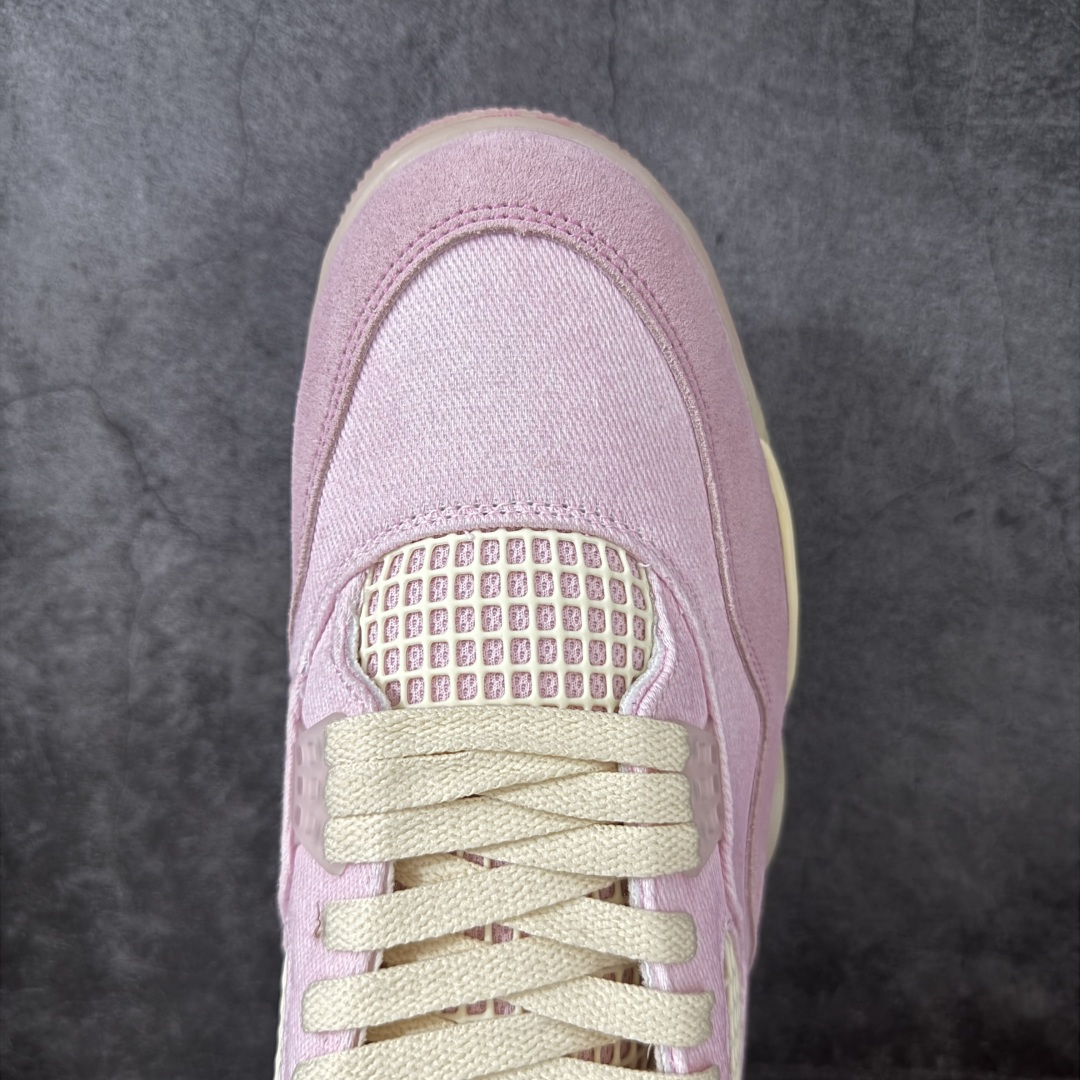 图片[5]-【TK至尊版】Air Jordan 4 Retro AJ4 2026水洗丹宁 粉色IB6716-600 目前市面所有大厂中 品质材料细节最好的一个版本 原汁原味完美呈现四代版型 一比一鞋头弧度高度趴度鞋身弧度 原厂麂皮绒皮料材质 数据细节工艺流程均保持公司一致 细节品控鞋型随意秒杀市面版本 原厂TPU网格鞋带扣 正确内里网布 菱角分明不变形无多余毛边 柔软性质感一致于原鞋 原厂织唛标 原厂飞人电绣工艺 独家绑鞋带手法 印刷中底布 四线拉帮 米色美纹纸贴合固定 进口港宝加持 后跟自然饱满 全鞋荧光划线卡点 追求极致完美 每一双都是工艺品 多重QC质检 超越公司货的品控标准 实实在在的免检产品 尺码：36-47.5-选品中心