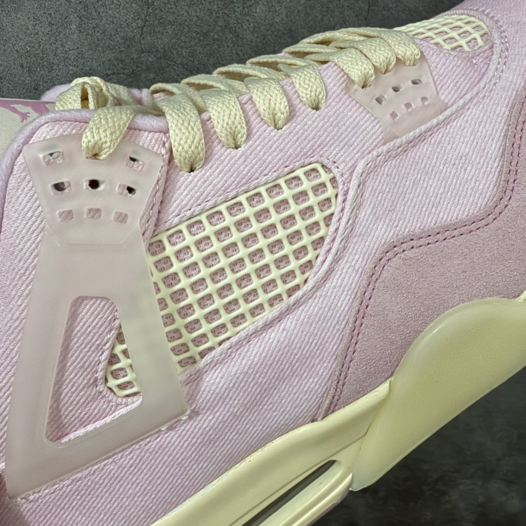 图片[4]-【TK至尊版】Air Jordan 4 Retro AJ4 2026水洗丹宁 粉色IB6716-600 目前市面所有大厂中 品质材料细节最好的一个版本 原汁原味完美呈现四代版型 一比一鞋头弧度高度趴度鞋身弧度 原厂麂皮绒皮料材质 数据细节工艺流程均保持公司一致 细节品控鞋型随意秒杀市面版本 原厂TPU网格鞋带扣 正确内里网布 菱角分明不变形无多余毛边 柔软性质感一致于原鞋 原厂织唛标 原厂飞人电绣工艺 独家绑鞋带手法 印刷中底布 四线拉帮 米色美纹纸贴合固定 进口港宝加持 后跟自然饱满 全鞋荧光划线卡点 追求极致完美 每一双都是工艺品 多重QC质检 超越公司货的品控标准 实实在在的免检产品 尺码：36-47.5-选品中心