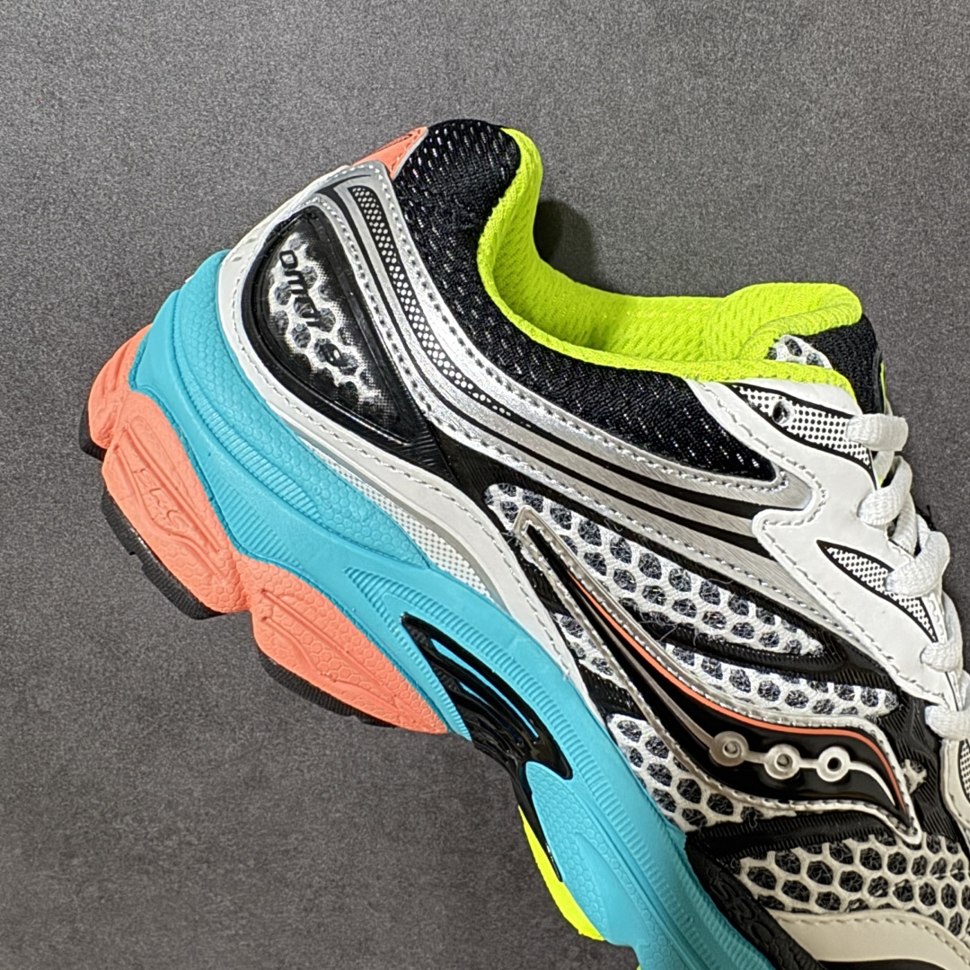 图片[7]-【公司级】SauconyPROGRID OMNI 9👟 索康尼的「Omni全擎」系列复古休闲减震跑步鞋情侣舒适怀旧厚底增高老爹运动鞋 这款鞋以其简约而不简单的设计，成为了复古风潮中的一抹亮色。鞋款采用网布、皮革以及大面积的TPU网纱材质，搭配热烈的颜色组合，非常适合秋冬季穿着。细节处的天蓝色点缀，为整鞋增添了一抹亮色。📏 鞋楦适中，适合大部分人的通勤穿搭。亲测尺码不偏，喜欢宽松脚感的建议选择大半码。🌈 这款复古风格的跑鞋，不仅传承了经典的稳定系跑鞋设计，还融入了现代时尚元素，无论是日常穿搭还是运动穿着，都是不错的选择。 货号：S70739-2 尺码： 40-45-选品中心