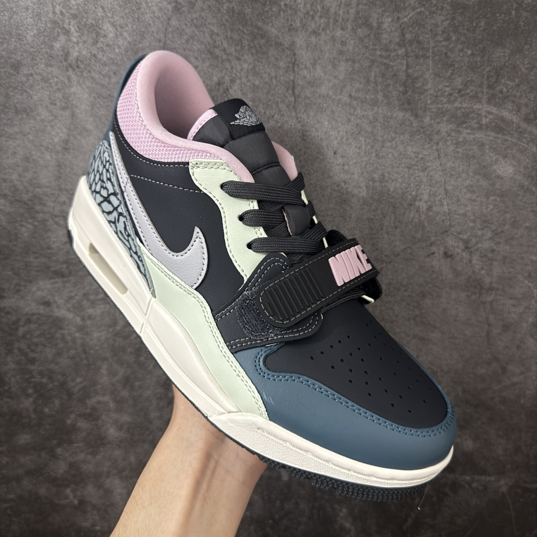 图片[3]-【纯原N版】Air Jordan Legacy AJ312 Low 低帮复古篮球鞋 CD7069-007 市场最强独一档产物 全套原纸板楦头开发 原厂大底磨具加持立体防滑纹理 原档数据后跟TPU子母扣魔术贴 原装可视Air Sole气垫 原汁原味最完美的312代版型 唯一正确鞋头趴度弧度高度鞋身腰线 进口港宝加持 后跟自然饱满 全鞋荧光划线卡点 追求极致完美 每一双都是工艺品 多重QC质检 超越公司货的品控标准 实实在在的免检产品 鞋身采用了皮革材质打造 横跨鞋面的魔术贴十分吸睛 侧面的Swoosh Logo的一部分被鞋面遮挡了一部分 颇具玩味 魔术贴上标有NK标识 而鞋舌上是Jordan的经典红色飞翼Logo 后跟和鞋底均采用了AJ3的设计 后跟上同样也使用了经典的爆裂纹图案 尺码：36-47.5-选品中心