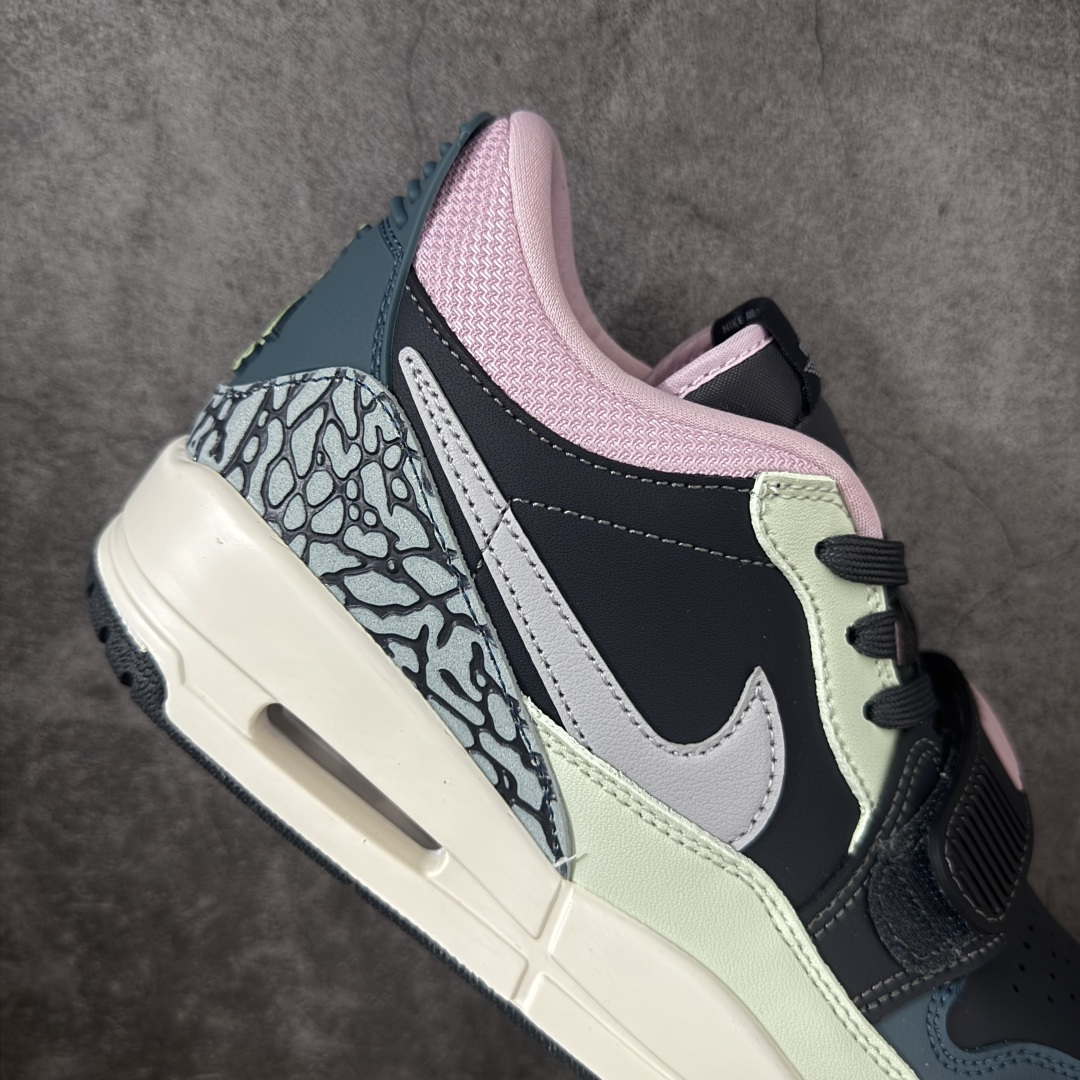图片[7]-【纯原N版】Air Jordan Legacy AJ312 Low 低帮复古篮球鞋 CD7069-007 市场最强独一档产物 全套原纸板楦头开发 原厂大底磨具加持立体防滑纹理 原档数据后跟TPU子母扣魔术贴 原装可视Air Sole气垫 原汁原味最完美的312代版型 唯一正确鞋头趴度弧度高度鞋身腰线 进口港宝加持 后跟自然饱满 全鞋荧光划线卡点 追求极致完美 每一双都是工艺品 多重QC质检 超越公司货的品控标准 实实在在的免检产品 鞋身采用了皮革材质打造 横跨鞋面的魔术贴十分吸睛 侧面的Swoosh Logo的一部分被鞋面遮挡了一部分 颇具玩味 魔术贴上标有NK标识 而鞋舌上是Jordan的经典红色飞翼Logo 后跟和鞋底均采用了AJ3的设计 后跟上同样也使用了经典的爆裂纹图案 尺码：36-47.5-选品中心
