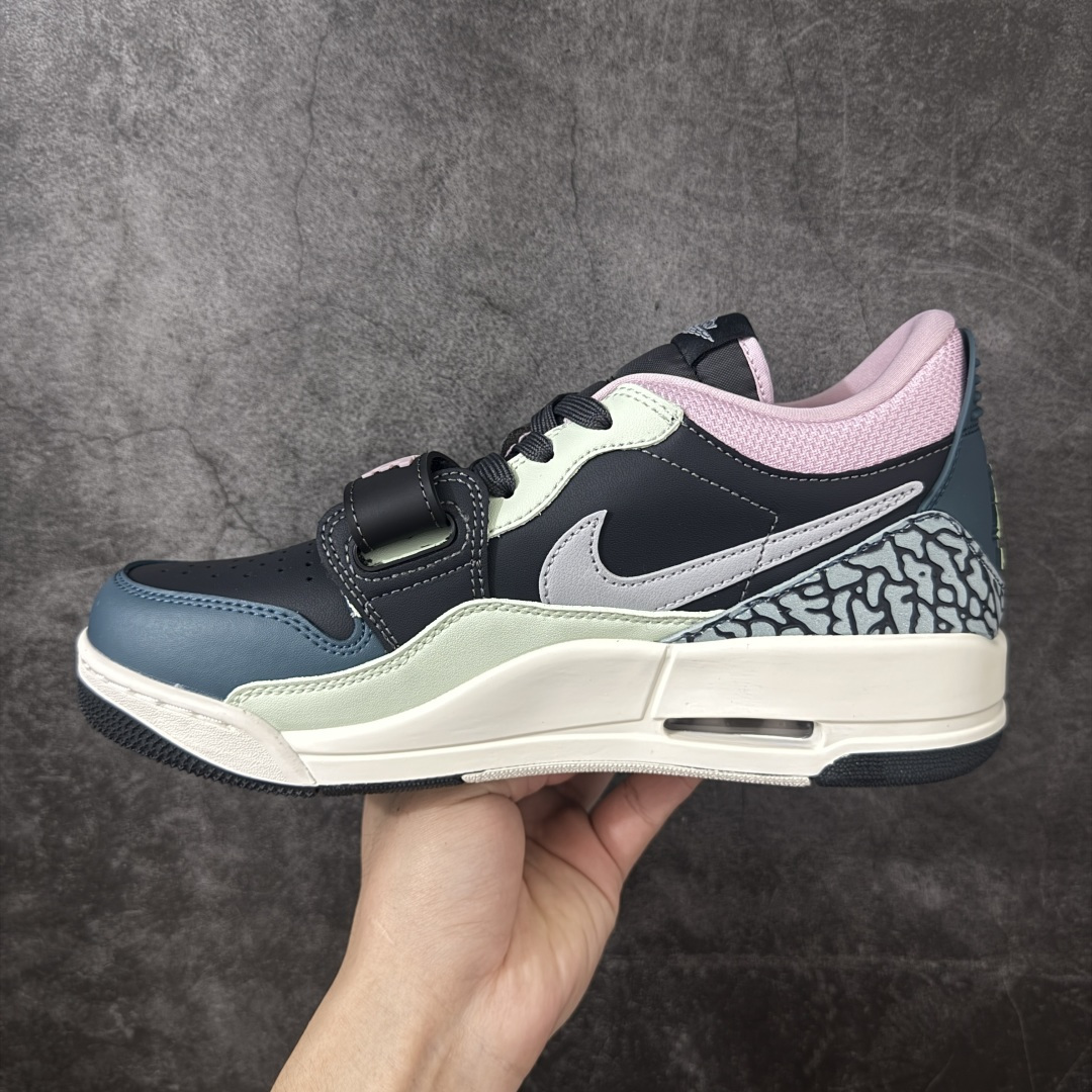 图片[2]-【纯原N版】Air Jordan Legacy AJ312 Low 低帮复古篮球鞋 CD7069-007 市场最强独一档产物 全套原纸板楦头开发 原厂大底磨具加持立体防滑纹理 原档数据后跟TPU子母扣魔术贴 原装可视Air Sole气垫 原汁原味最完美的312代版型 唯一正确鞋头趴度弧度高度鞋身腰线 进口港宝加持 后跟自然饱满 全鞋荧光划线卡点 追求极致完美 每一双都是工艺品 多重QC质检 超越公司货的品控标准 实实在在的免检产品 鞋身采用了皮革材质打造 横跨鞋面的魔术贴十分吸睛 侧面的Swoosh Logo的一部分被鞋面遮挡了一部分 颇具玩味 魔术贴上标有NK标识 而鞋舌上是Jordan的经典红色飞翼Logo 后跟和鞋底均采用了AJ3的设计 后跟上同样也使用了经典的爆裂纹图案 尺码：36-47.5-选品中心