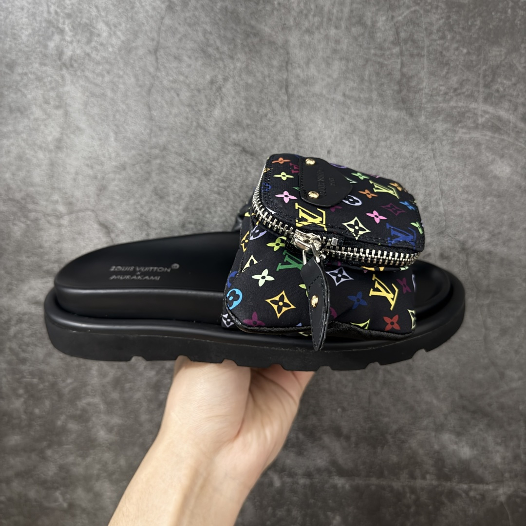 【广东礼盒版本】LOUIS VUITTON | 路易威登2024 𝐬𝐬💛春夏最新爆款魔术贴系列 情侣款厚底拖鞋 原版全套礼盒包装 鞋面：LV进口5D打印花布，牛皮内里 大底：原版开模大底 尺码： 35-44-选品中心