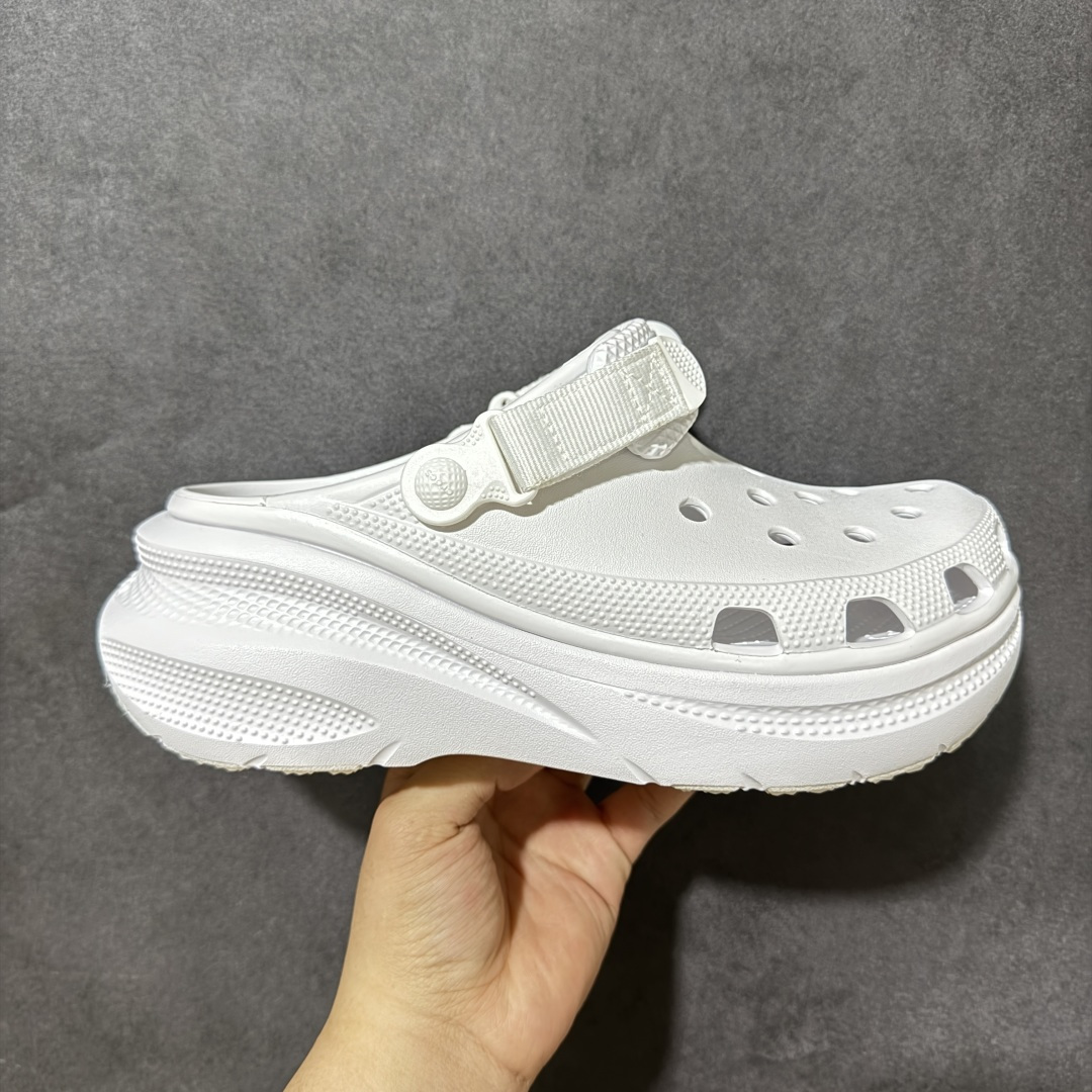 【公司级】Crocs new crush clog 卡骆驰休闲沙滩洞洞拖鞋凉鞋 213448-100 透明防水袋包装 尺码：34-40 M3-M7-选品中心